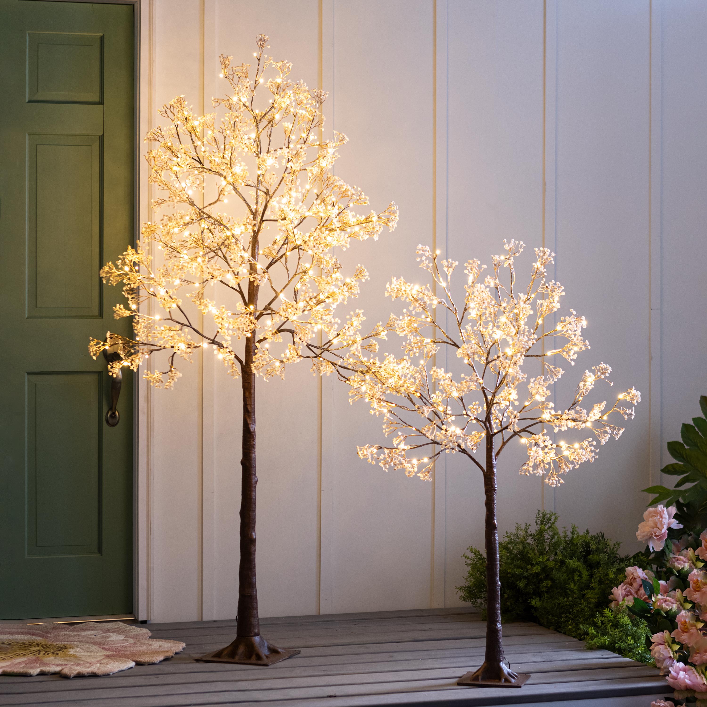 Small Indoor/Outdoor Electric Lighted Baby's Breath Tree, 4'H