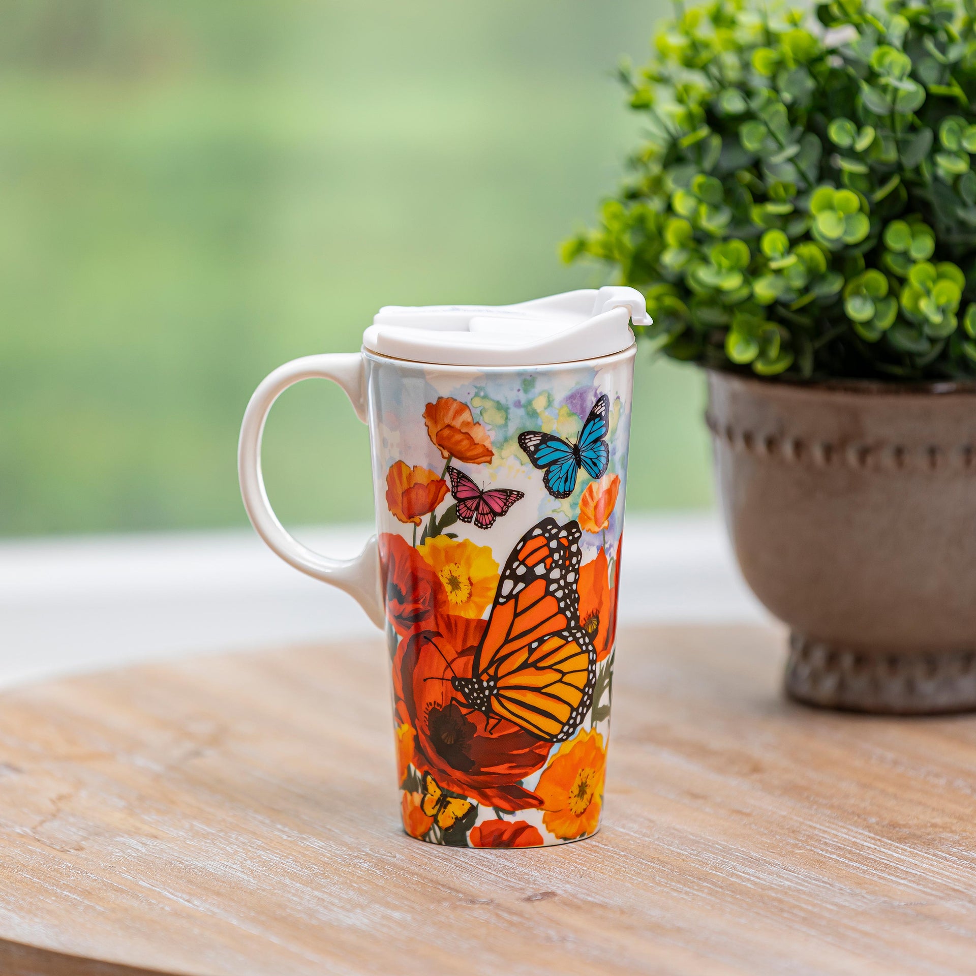 Monarch Butterfly and Friends Ceramic Perfect Cup, 17oz, Gift Box – Plow &  Hearth