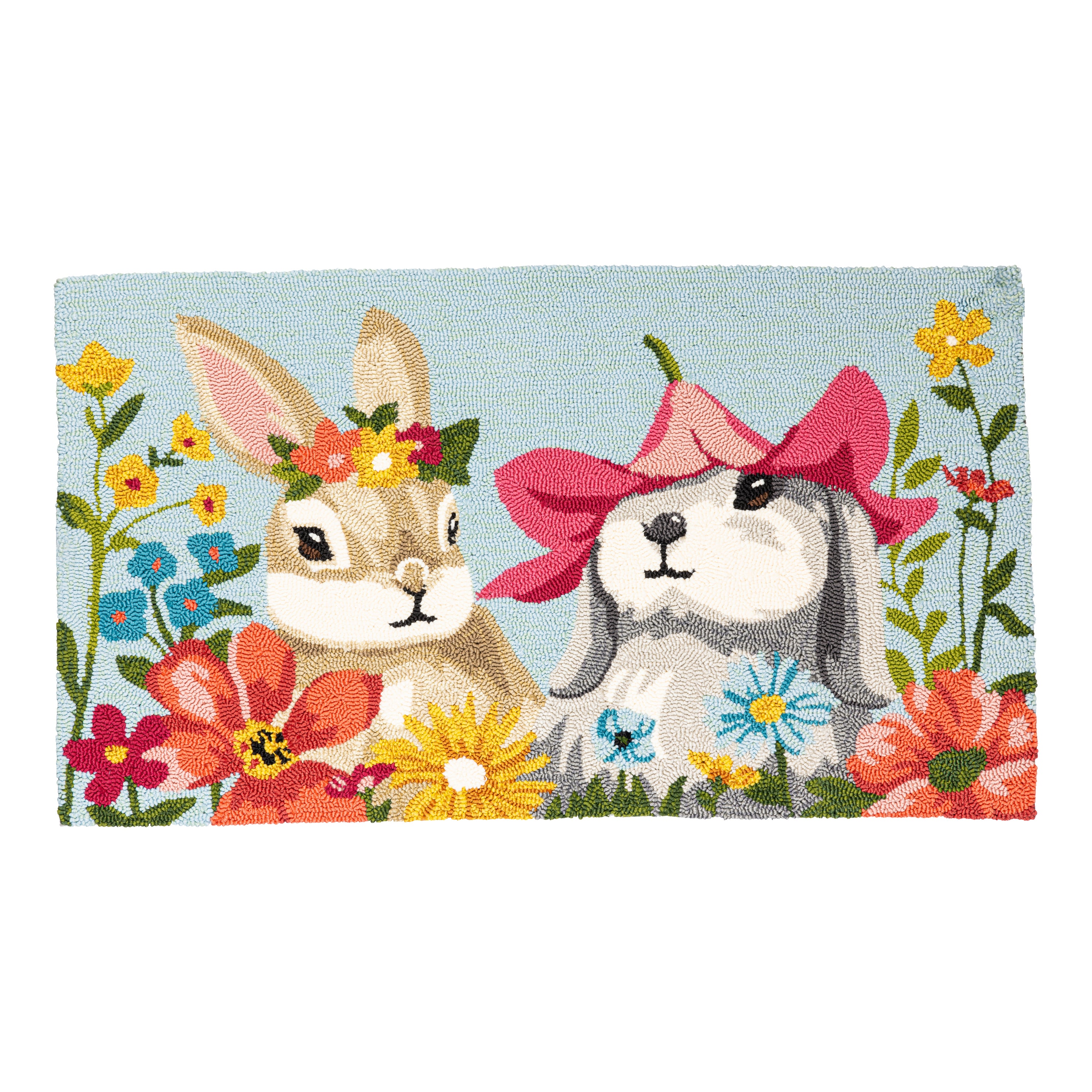 Bunny Blooms Flower Time Indoor/Outdoor Hooked Rug 24