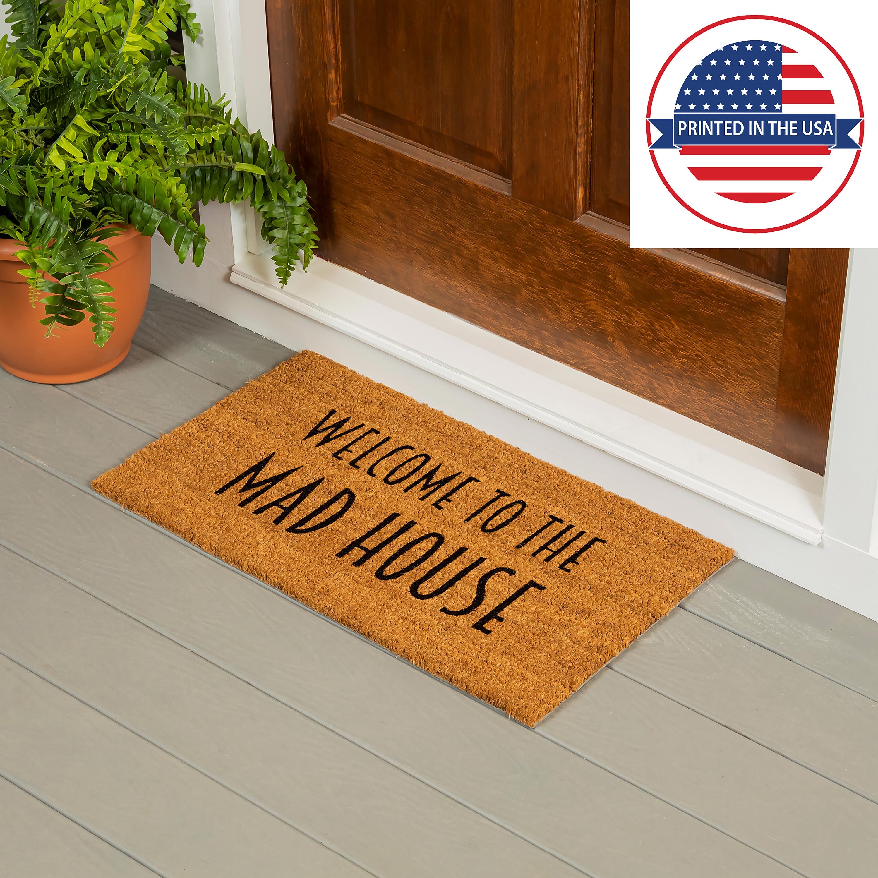 Welcome to the Mad House Coir Mat – Plow & Hearth