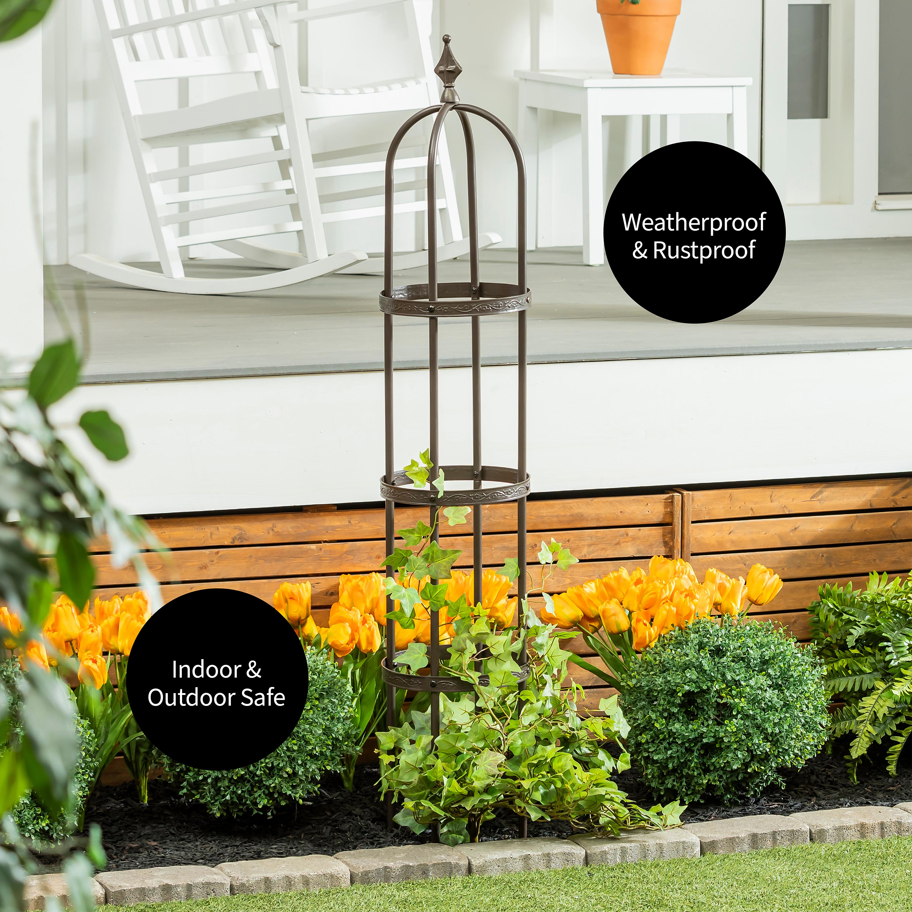 5' Powder-Coated Steel Garden Antique Copper Obelisk – Plow
