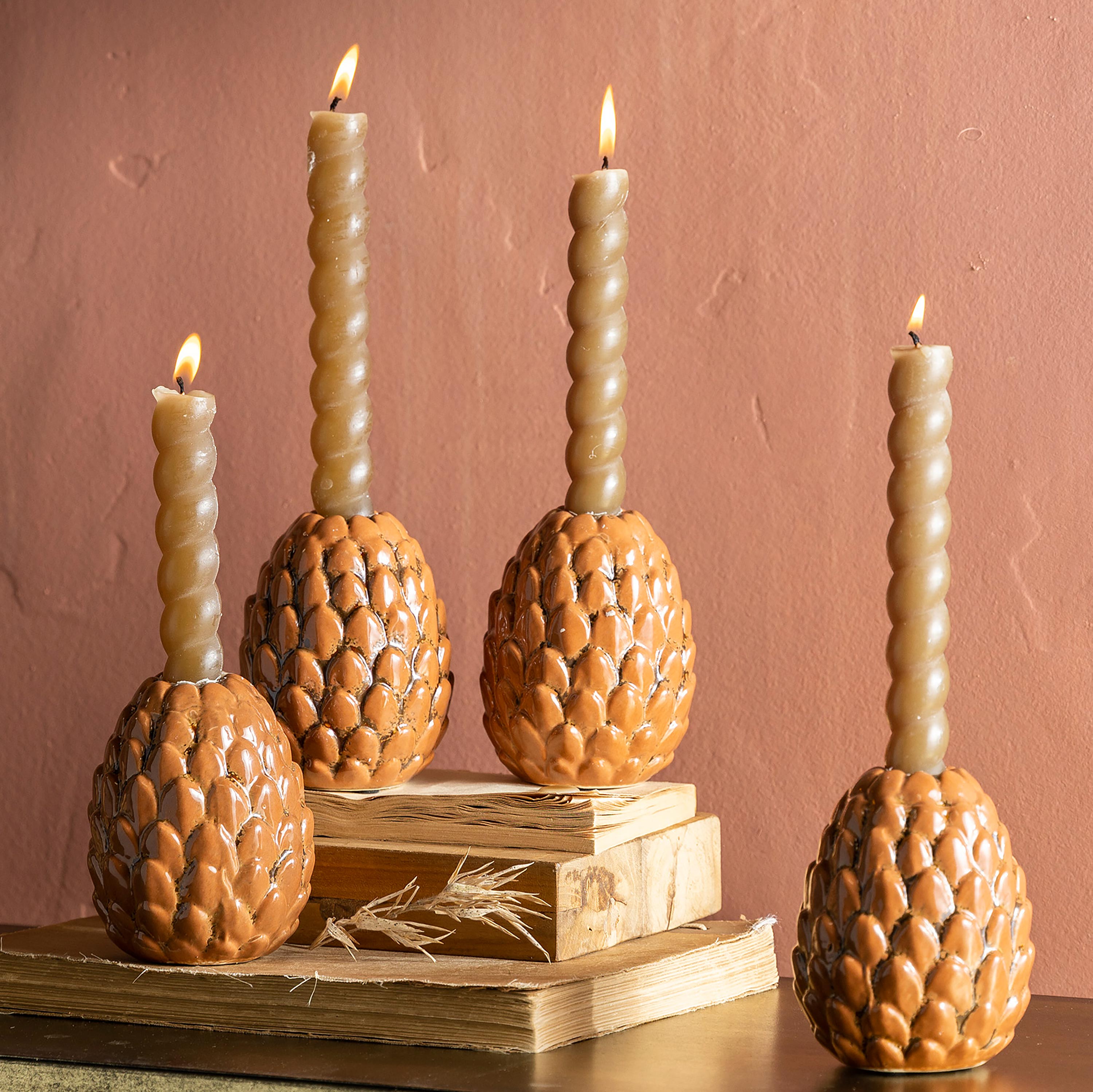 Pinecone Candle Holder, Set of 4 – Plow & Hearth