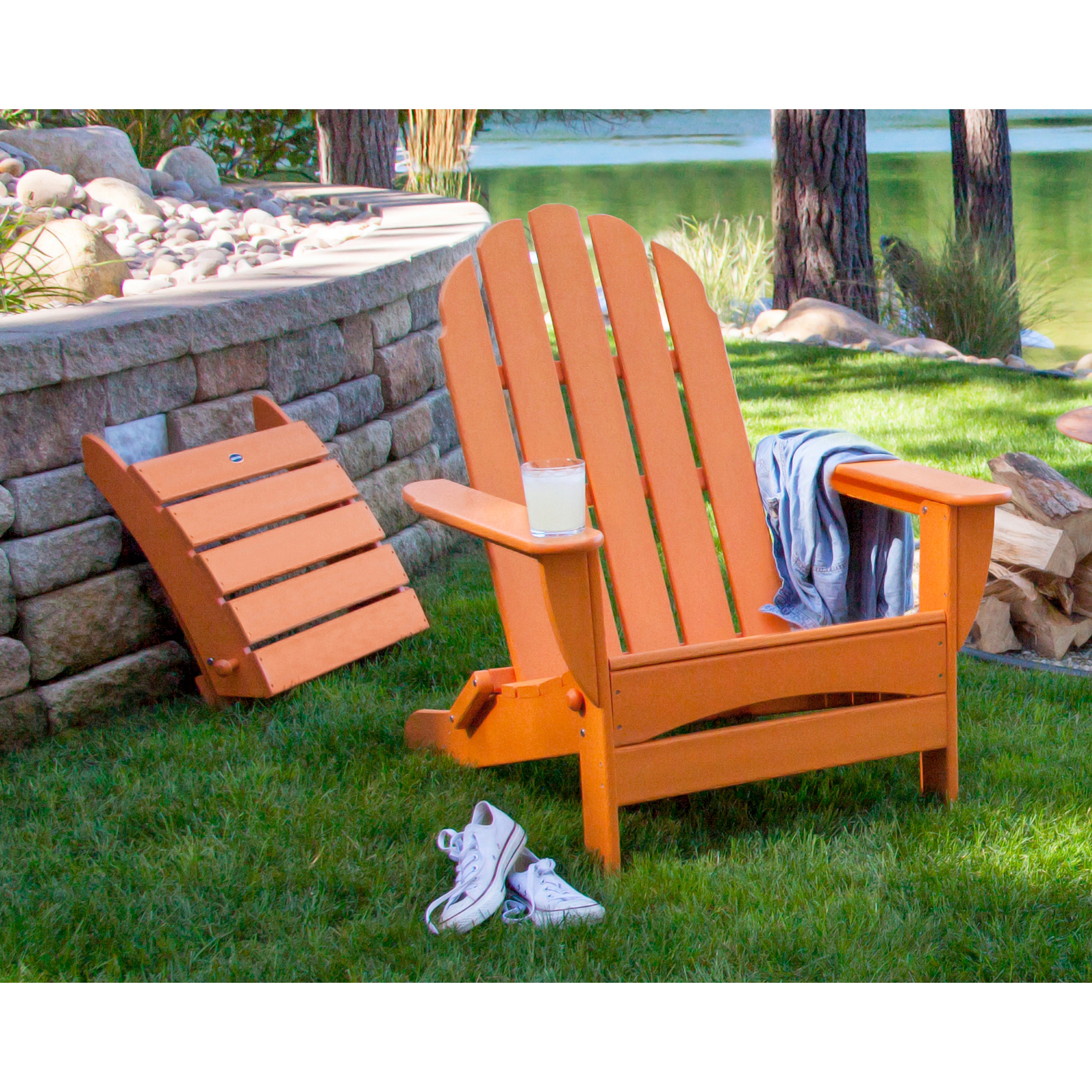 POLYWOOD® Classic Oversized Adirondack Folding Ottoman – Plow & Hearth