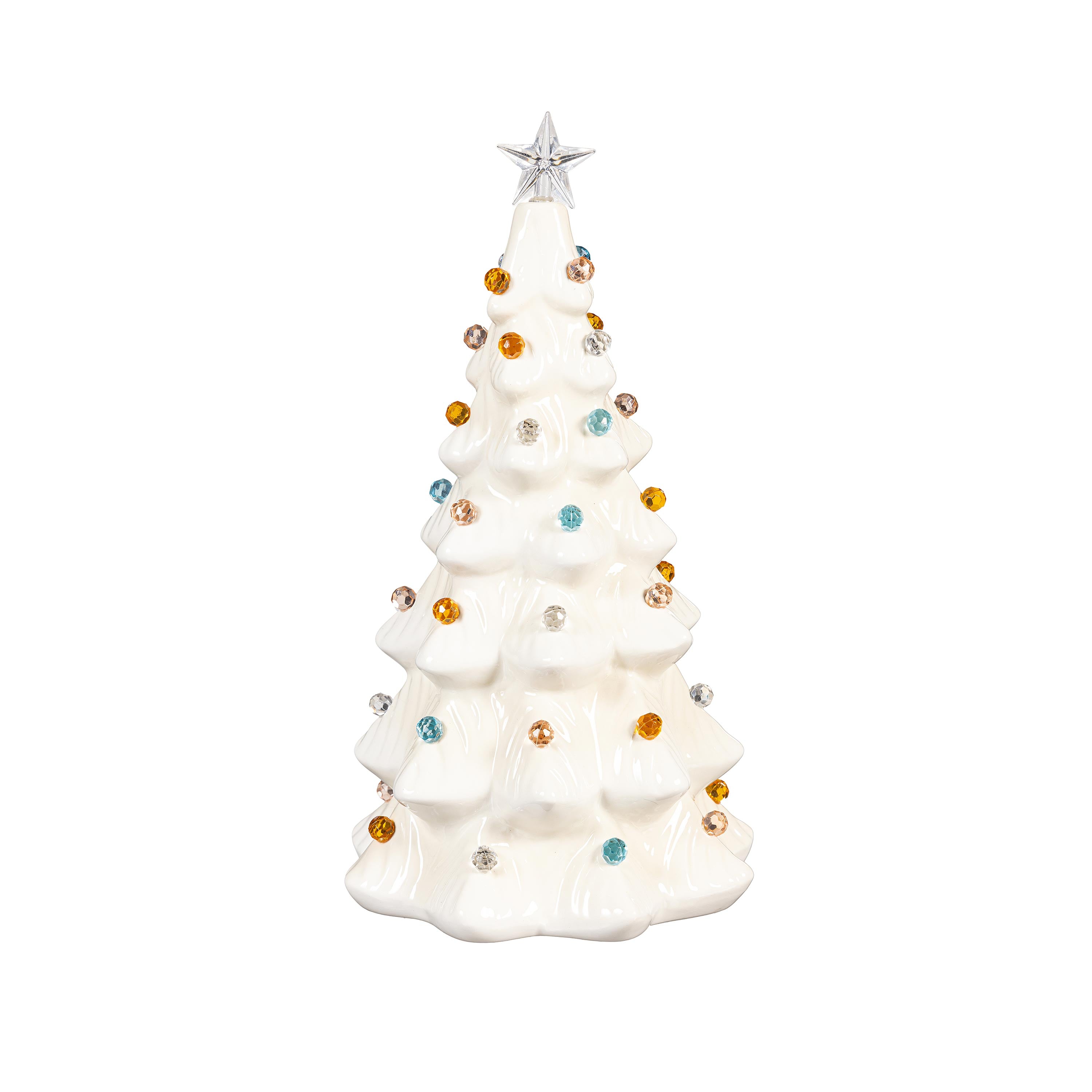 Season to Sparkle LED Table Décor Ceramic Christmas Tree, 11.25