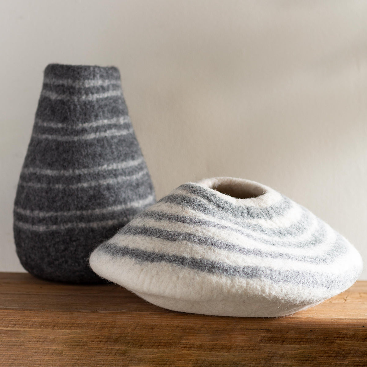 Felted Wool Vases, Set of 2