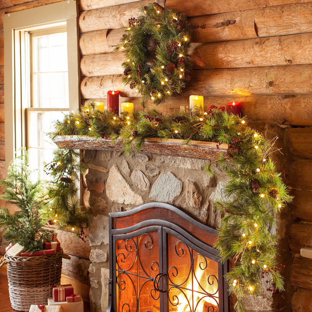 Lighted Holiday Garland Holiday Greenery Plow & Hearth