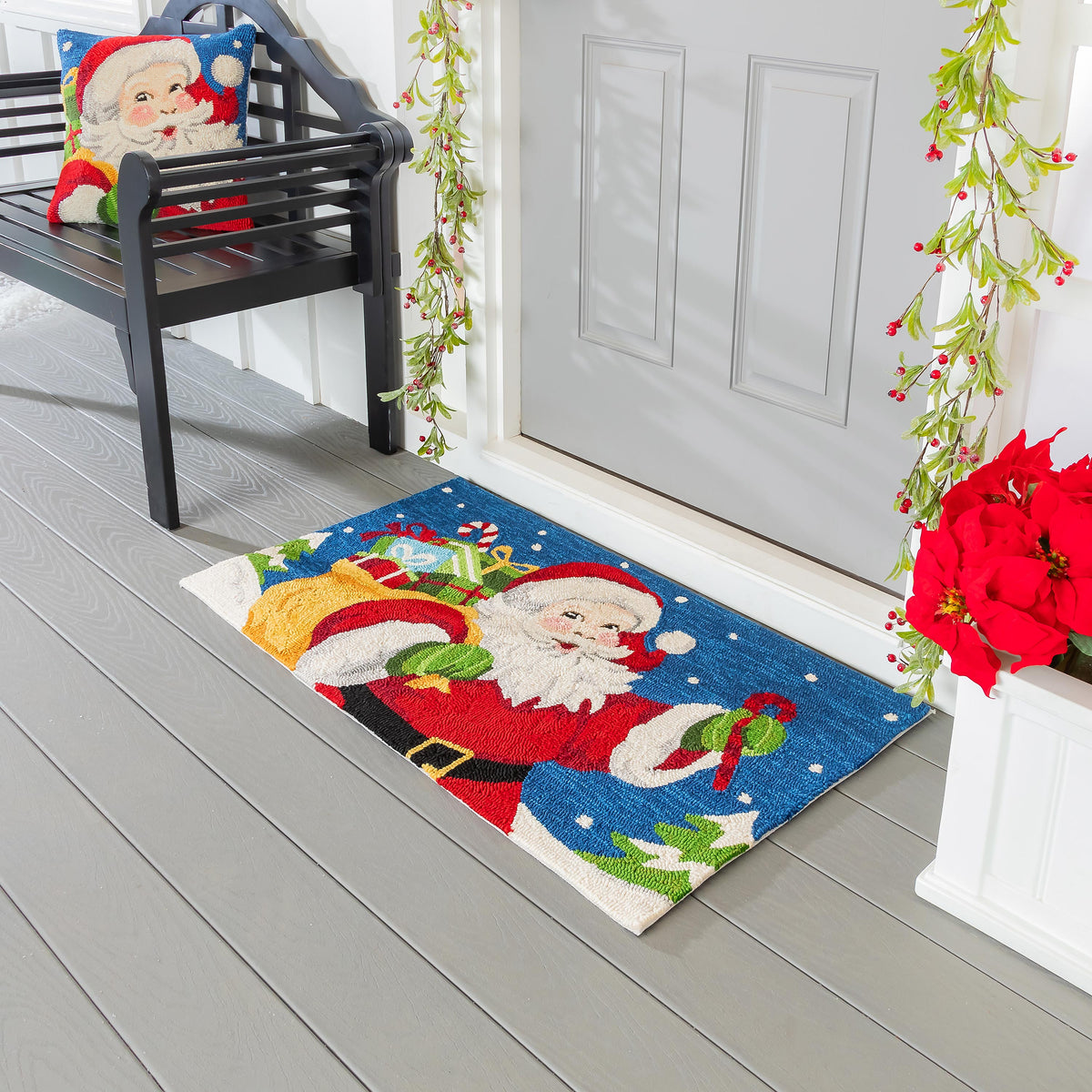 Indoor/Outdoor Hooked Rug Santa Polypropylene, 24