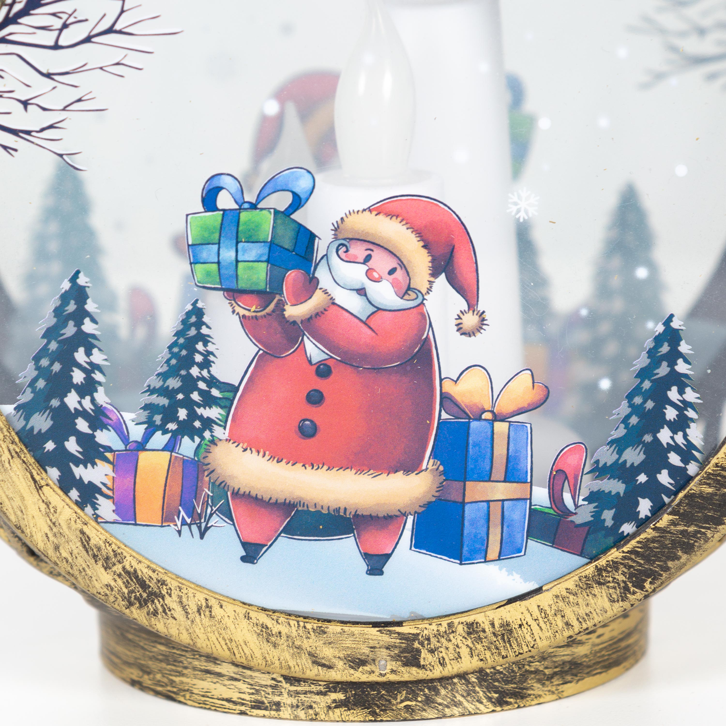 Santa Claus Christmas Scene Lantern with LED Candles – Plow & Hearth