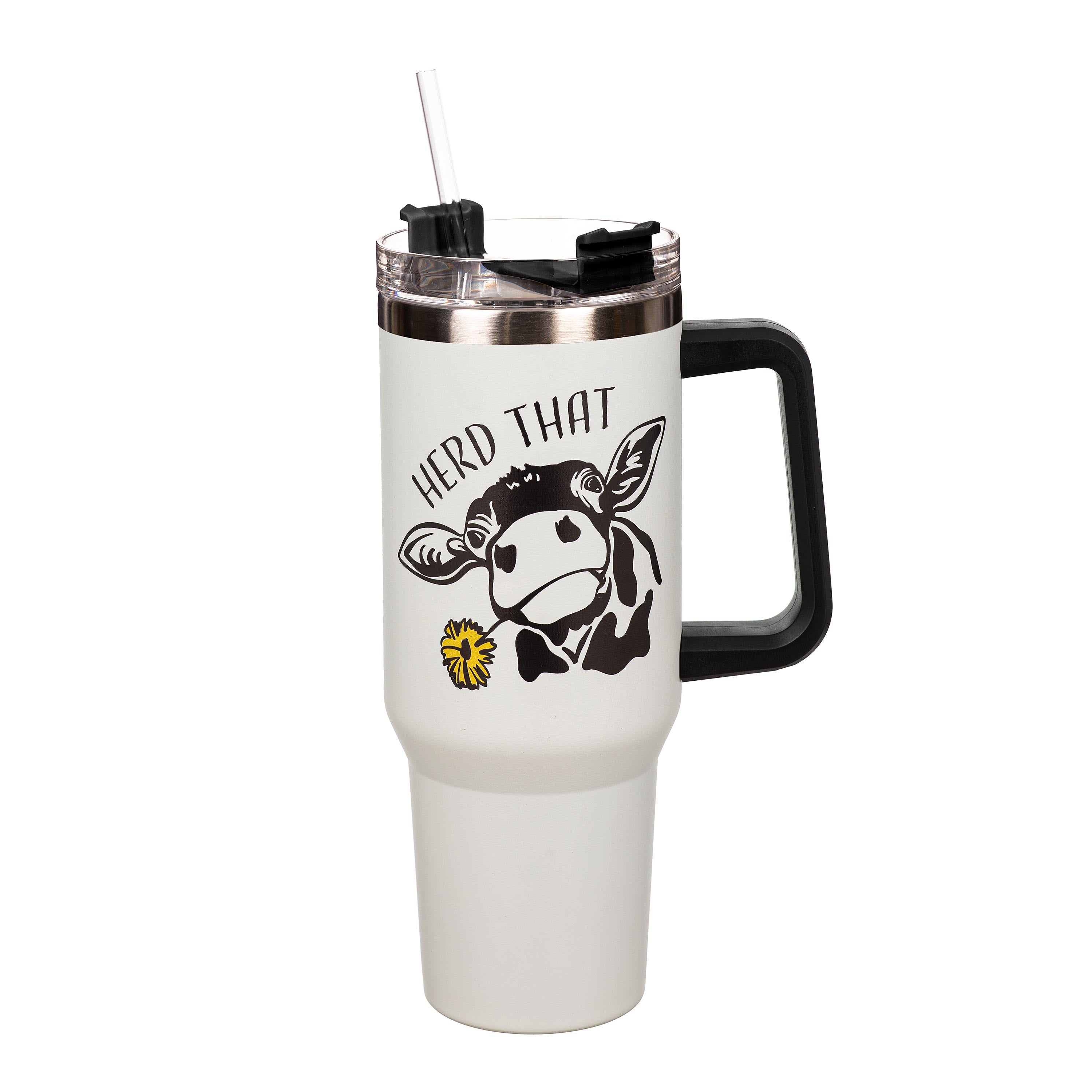 Herd That Cow Canyon Cup, Double Wall Stainless Steel w/ Straw