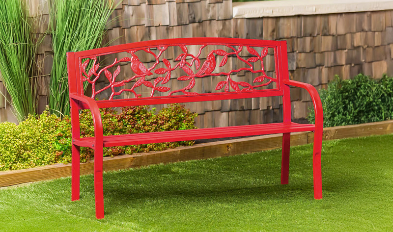 Cardinals Metal Garden Bench, Red