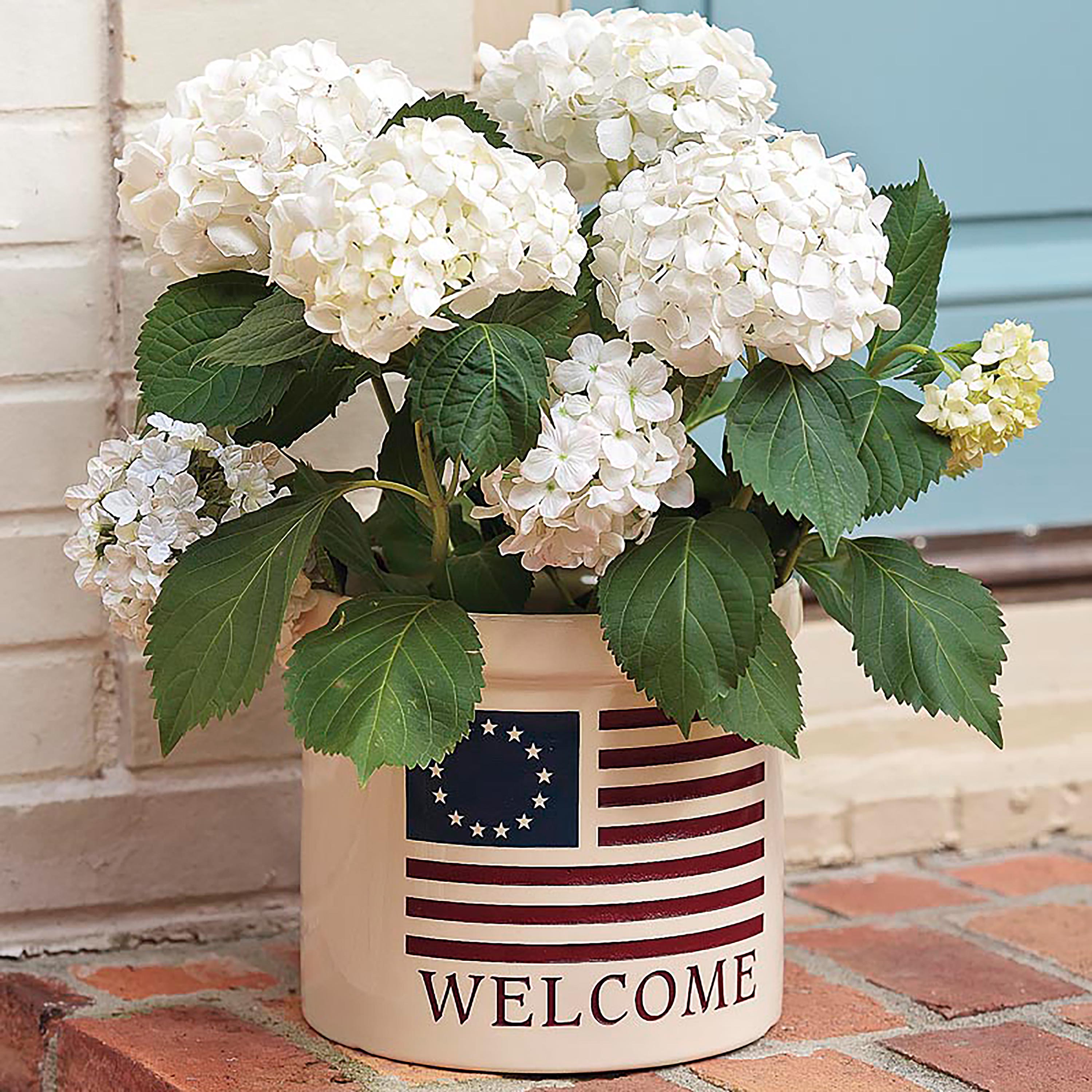 Plow & Hearth Americana Welcome Stoneware Crock
