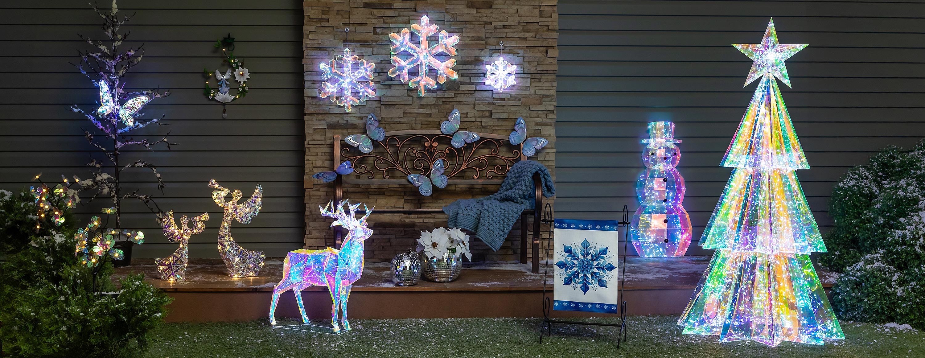 Heartfelt Cheer Porch Leaner, LED PVC Porch Leaner, Iridescent