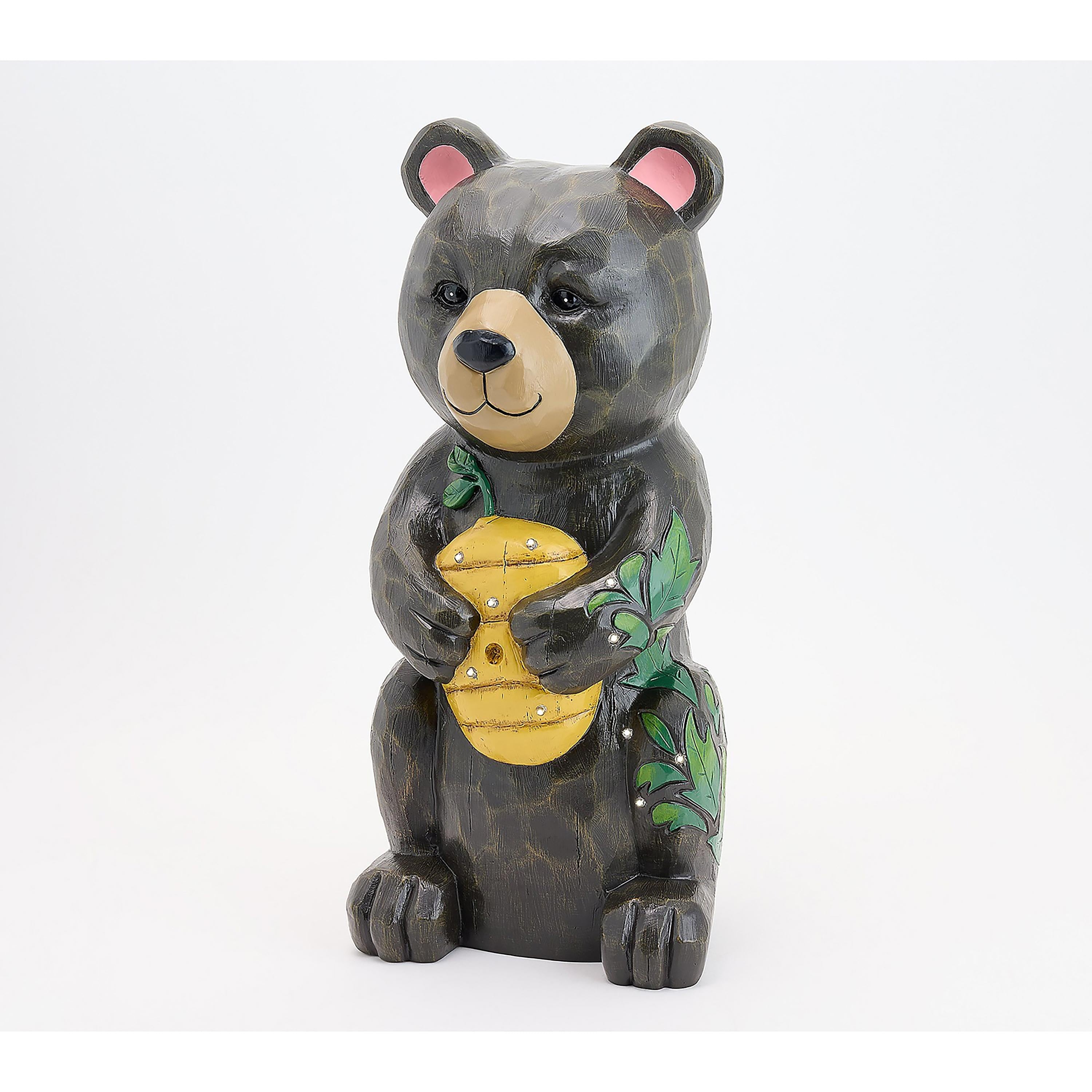 Petal & Plow Garden Statue, LED Bear, 18