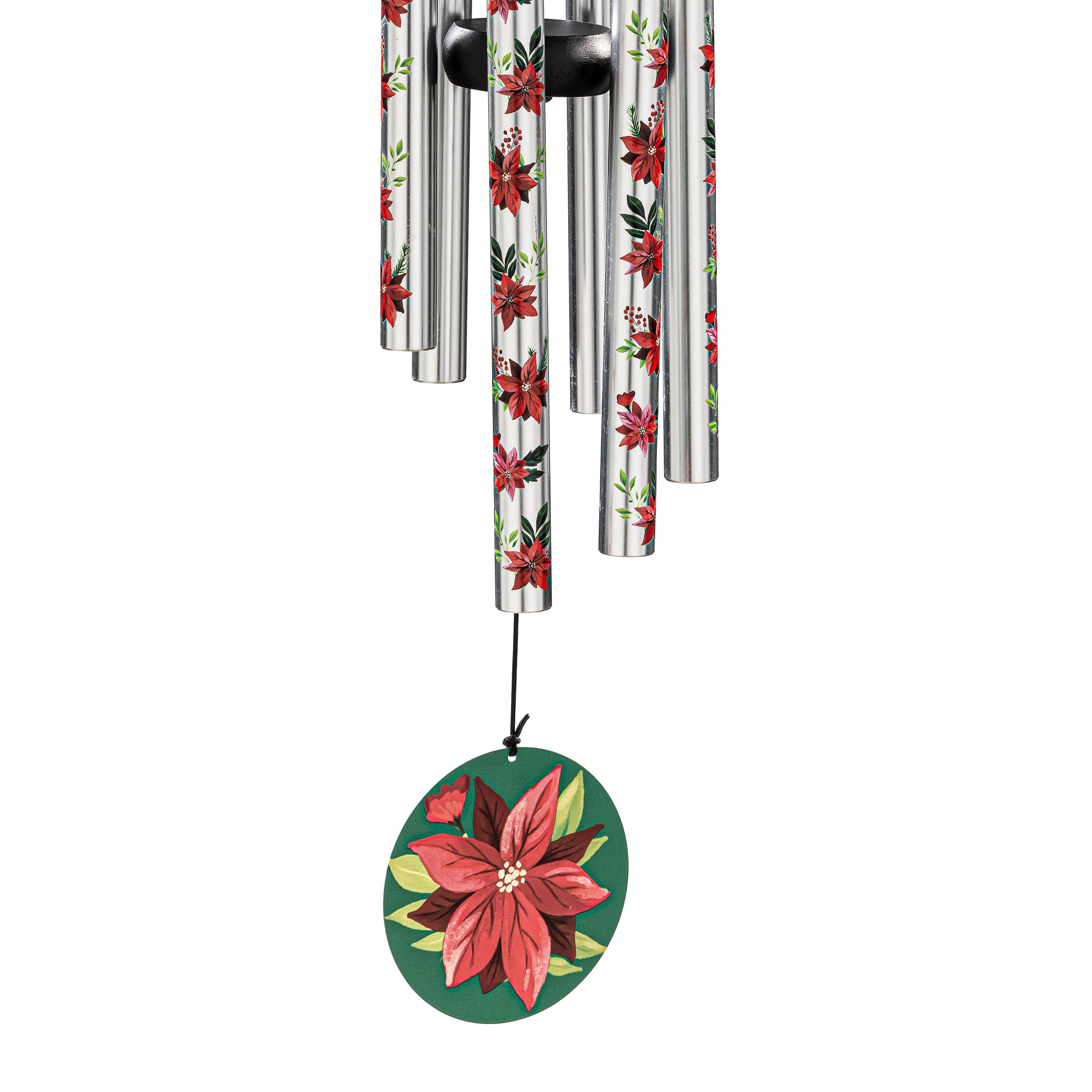 Avria Wind Chime, Printed Wind Chime, Vibrant Poinsettias, 27