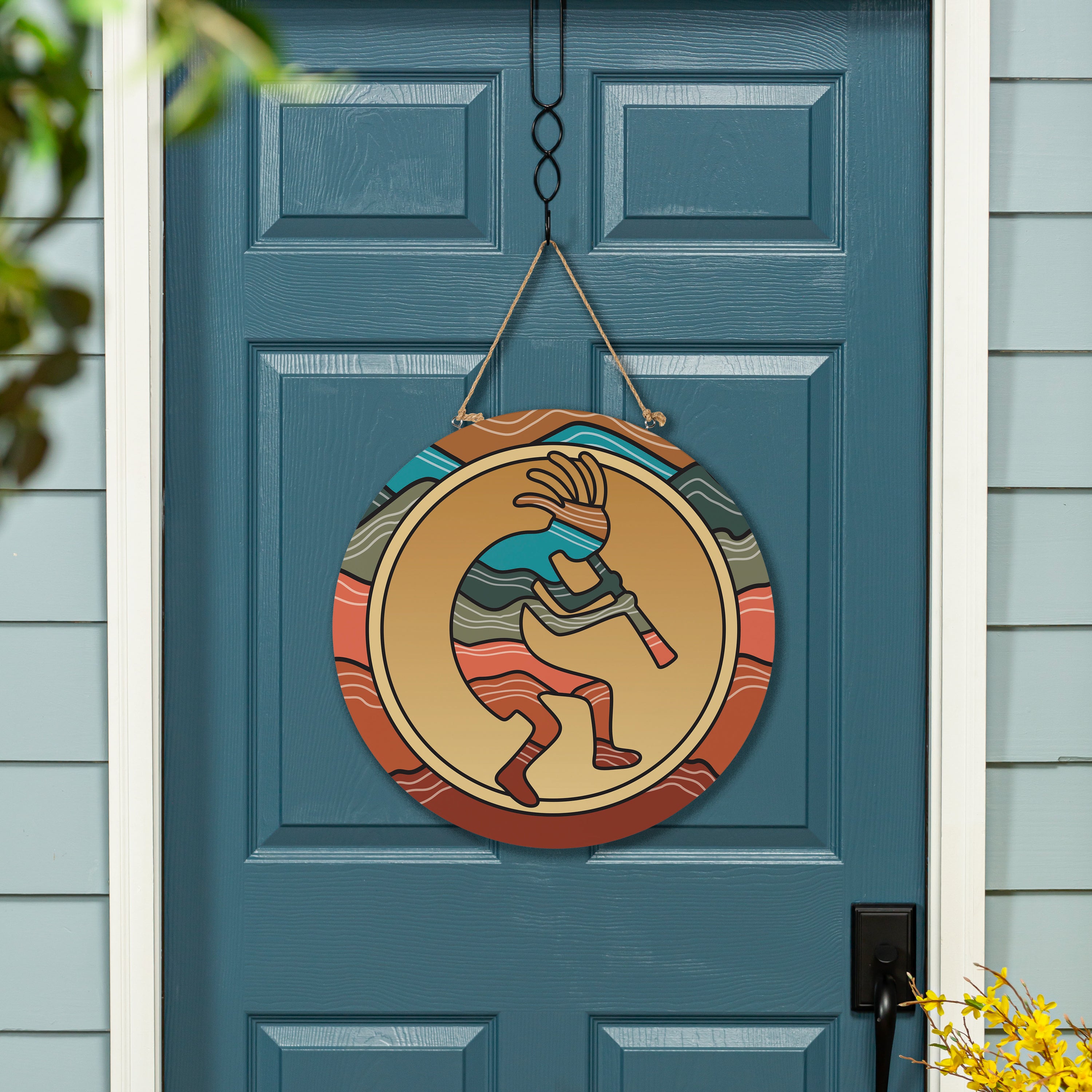 Southwest Sunrise Wood Door Décor, Kokopelli, 18