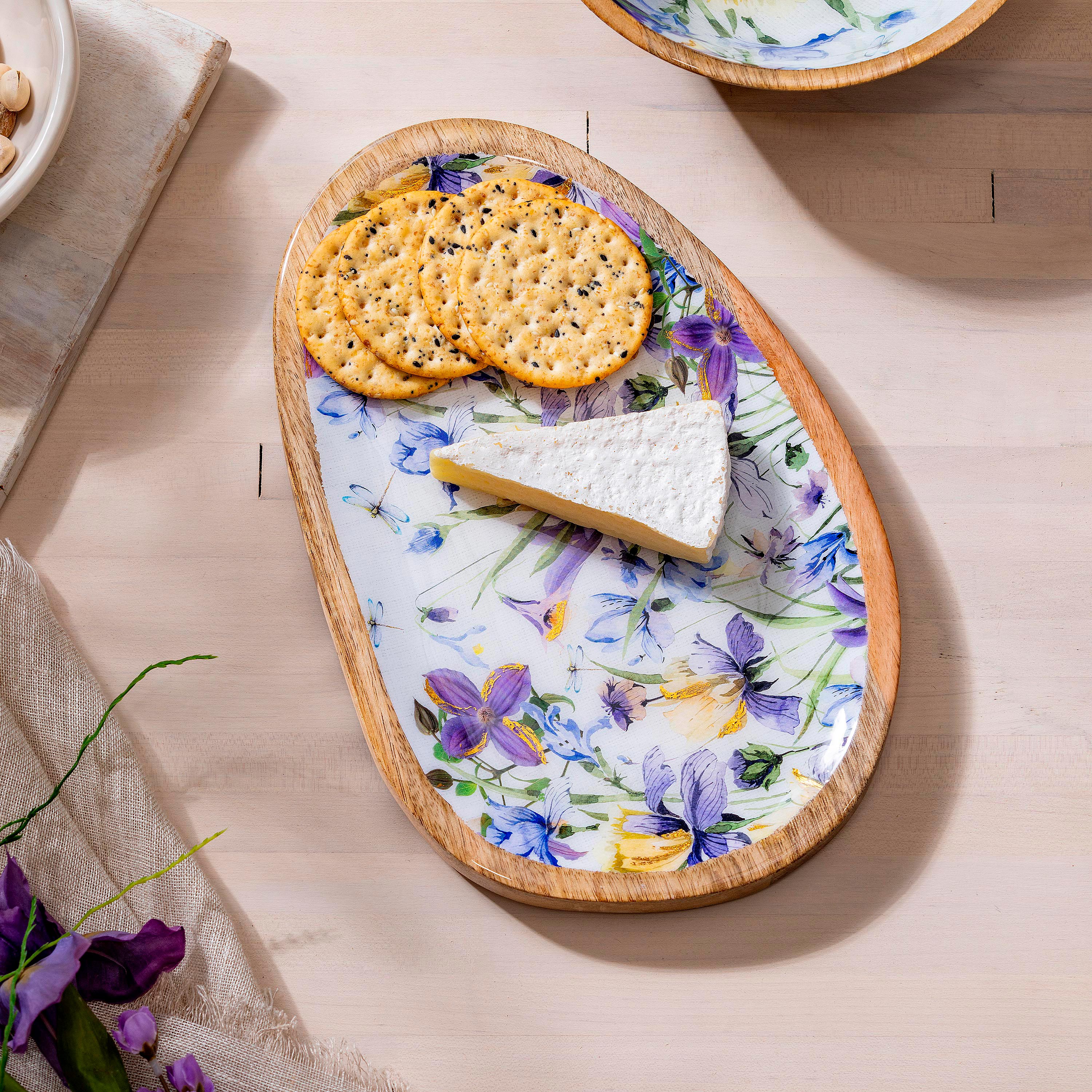 Golden Lilac Irregular Shaped Wood Serving Tray, 12