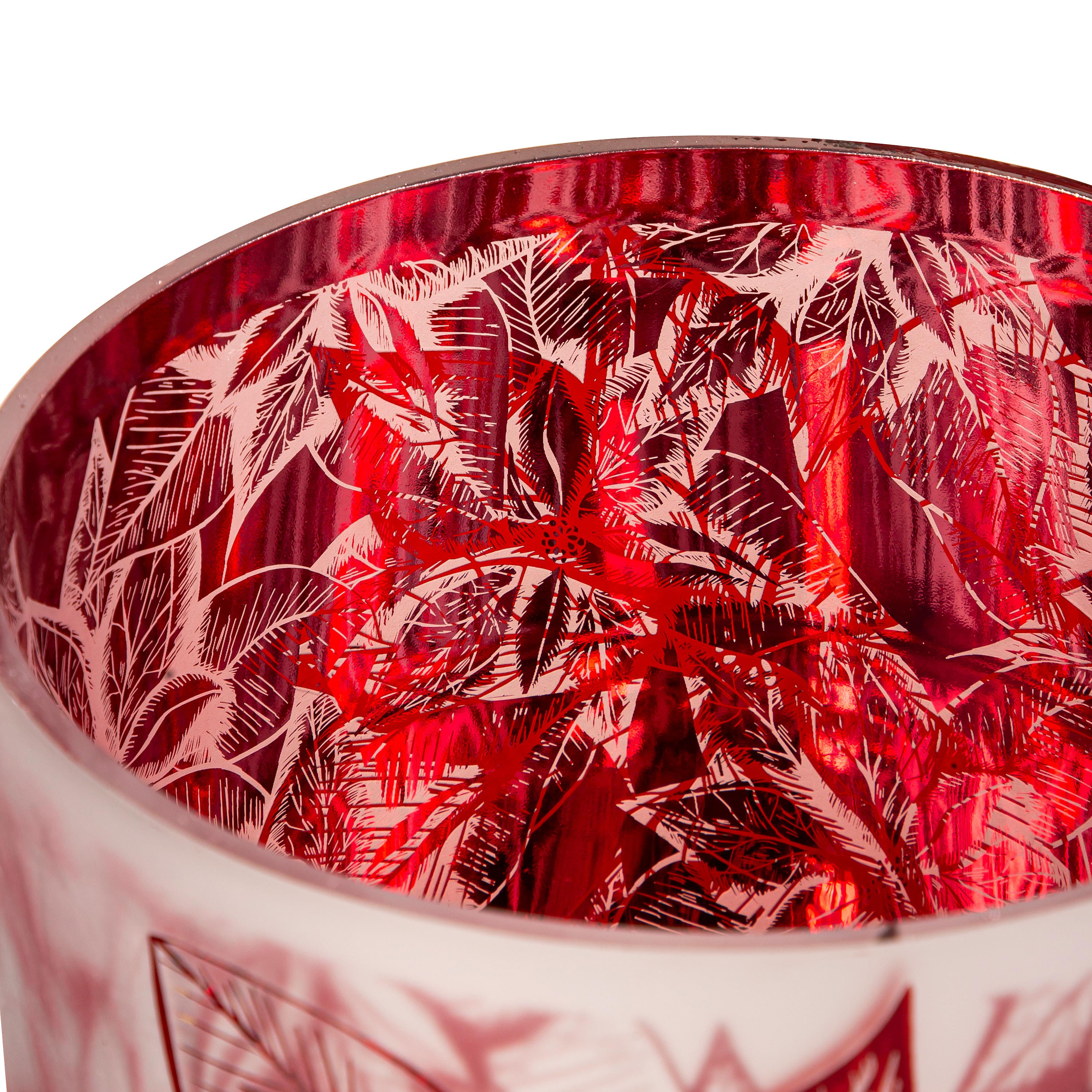 Plow & Hearth Poinsettia Hurricane Candle Holder - Thumbnail 4