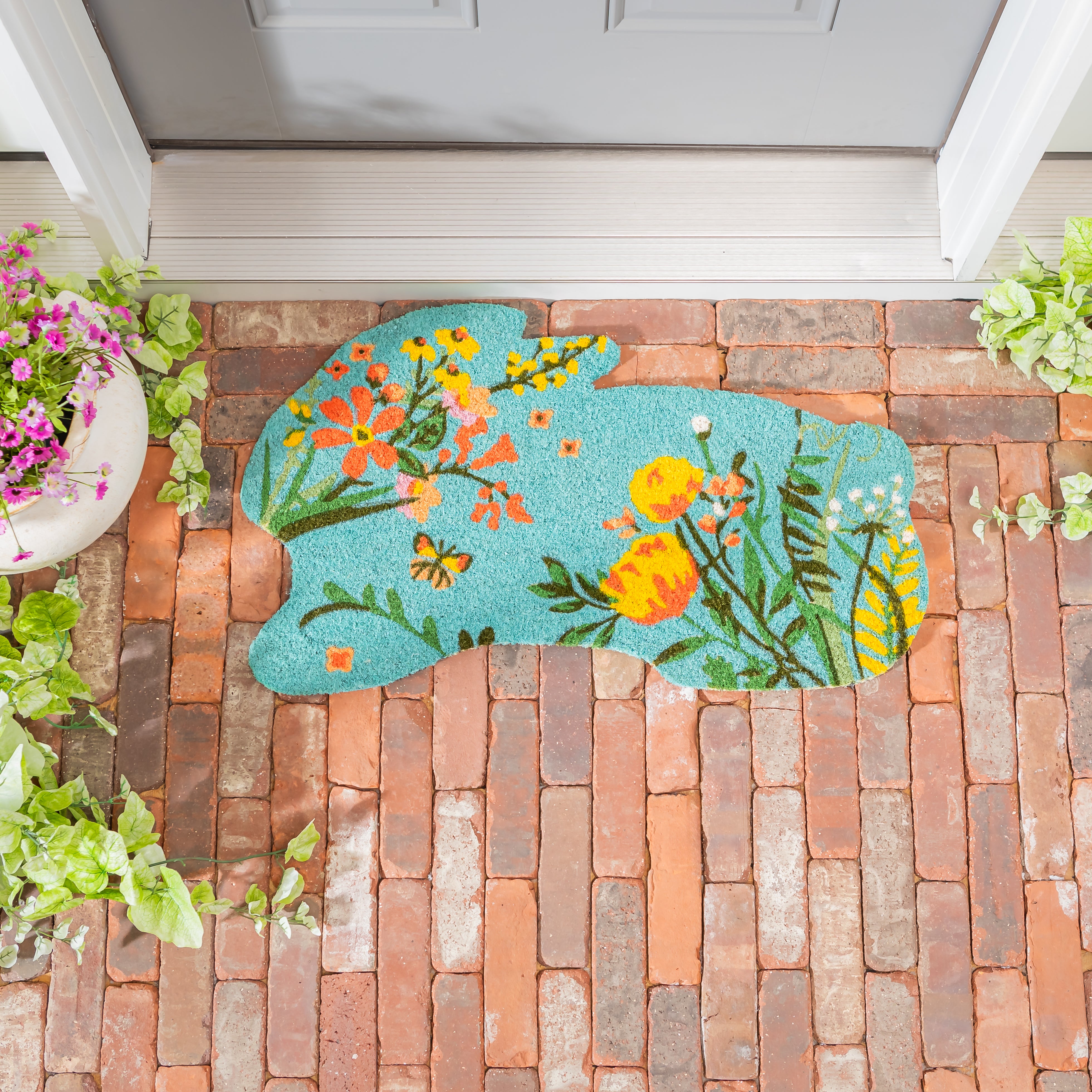 Evergreen Floral Shaped Coir Mat