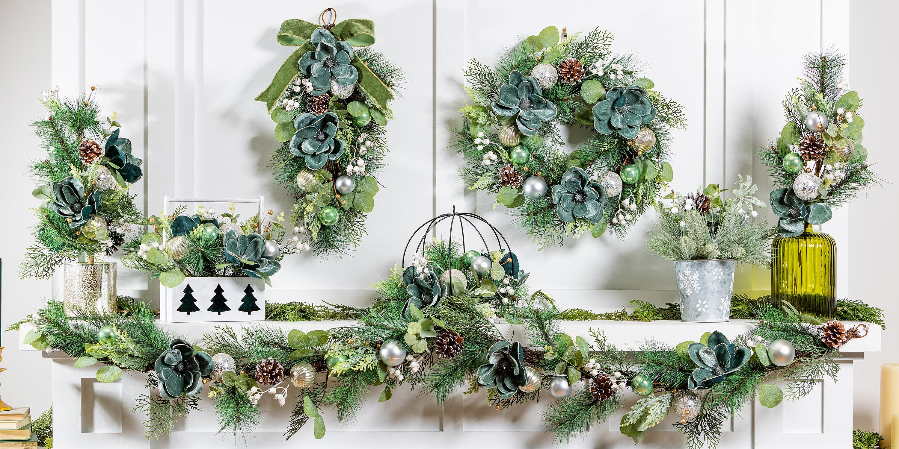 Shades of Emerald Garland Artificial with Ornaments, 72