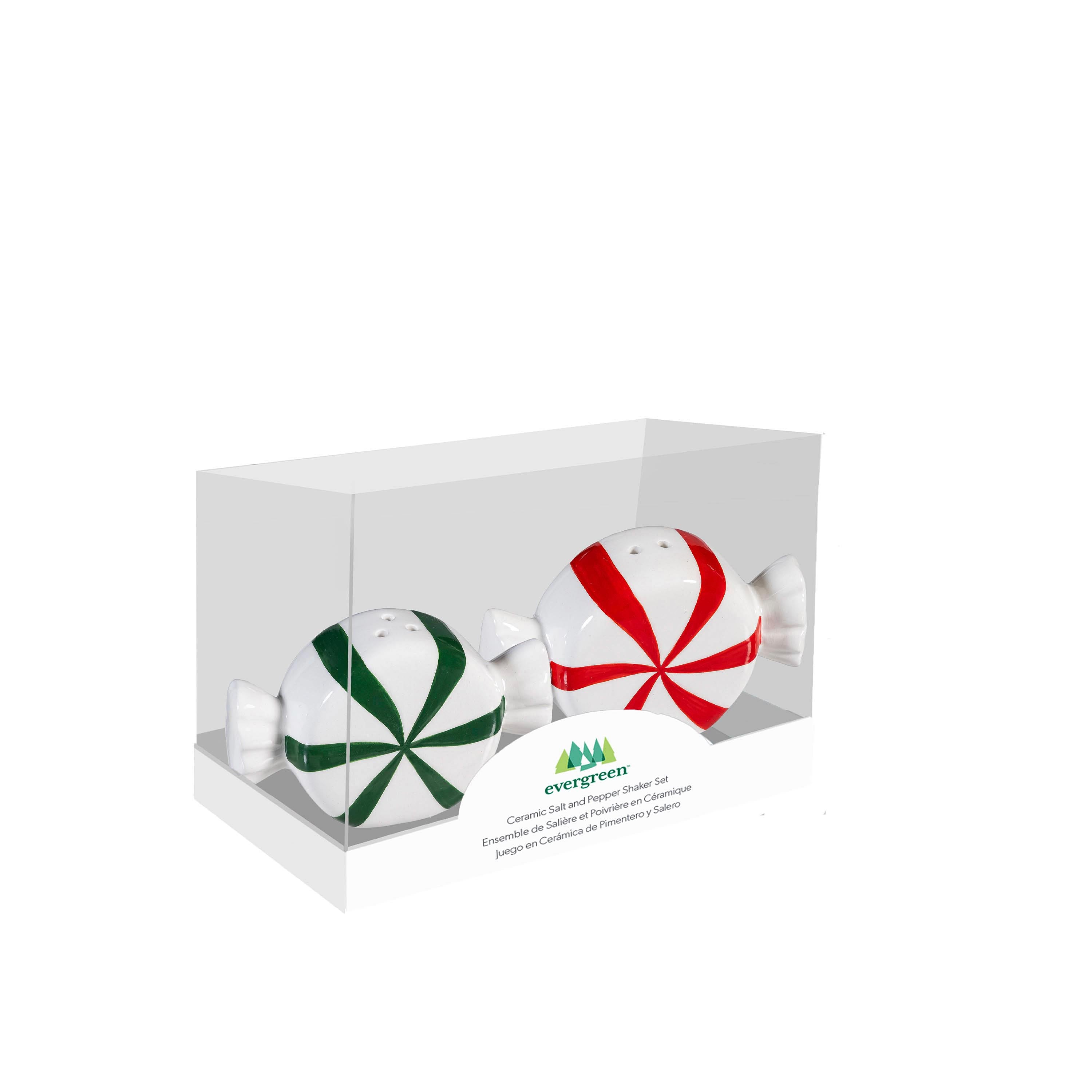 Sugar & Stripes Bright Salt & Pepper Shakers Ceramic Peppermint