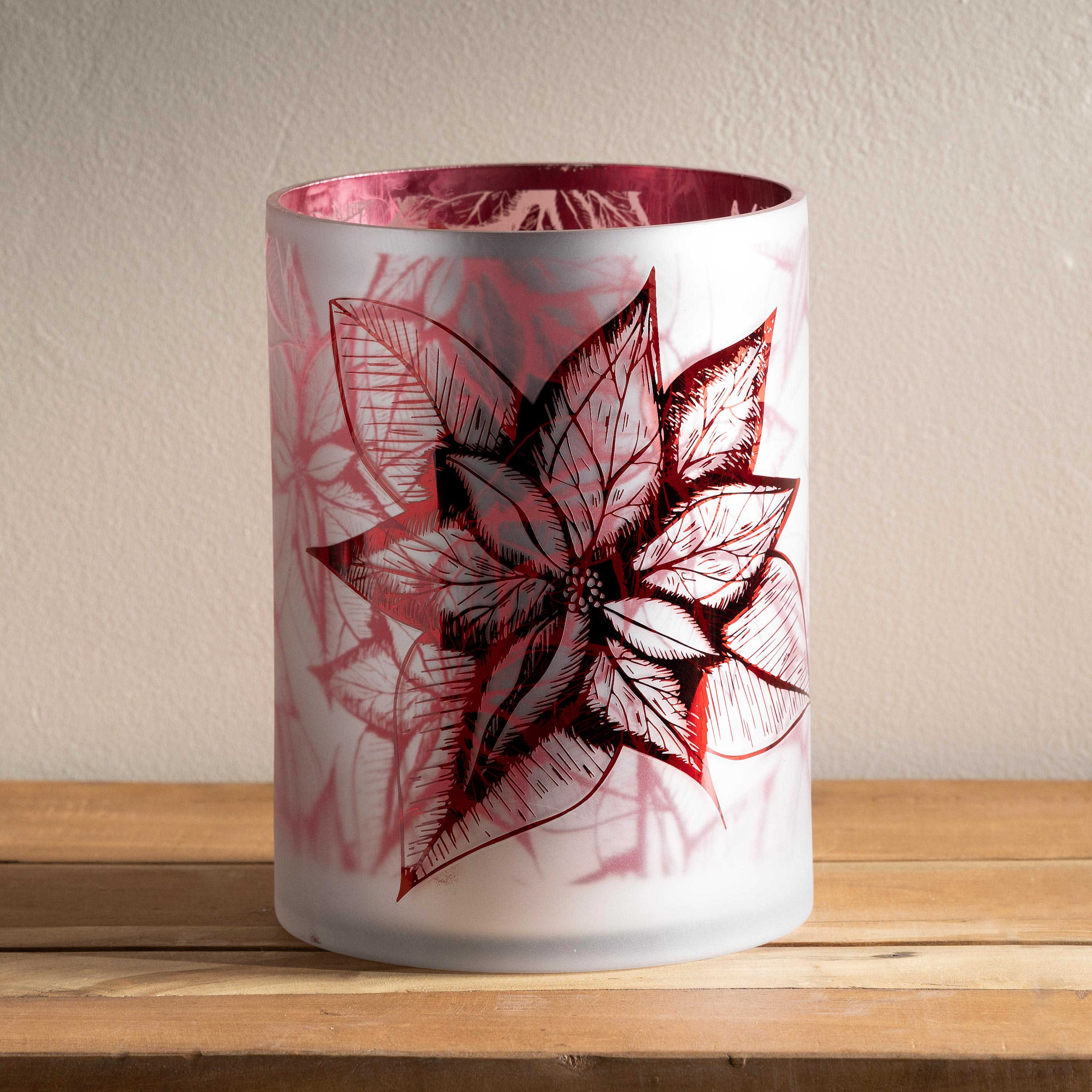 Large Poinsettia Hurricane Candle Holder – Plow & Hearth