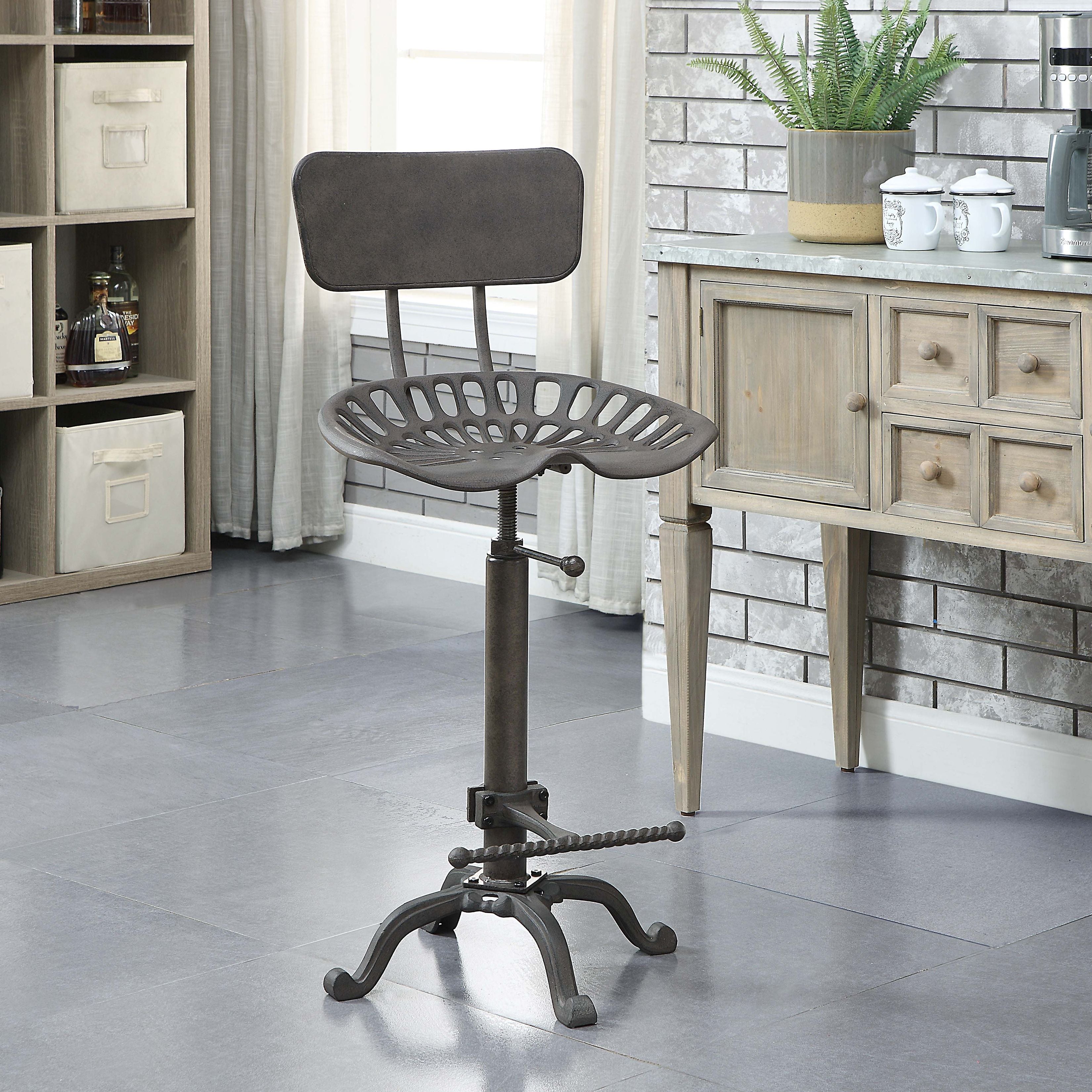 August Tractor Seat Barstool with Back, Industrial – Plow & Hearth