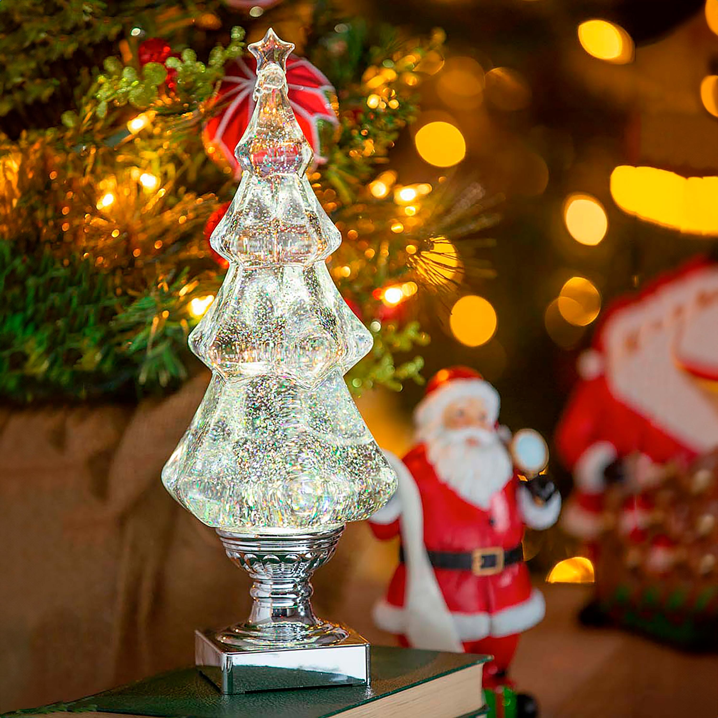 Evergreen LED Liquid Motion Glitter Christmas Tree Table Decor