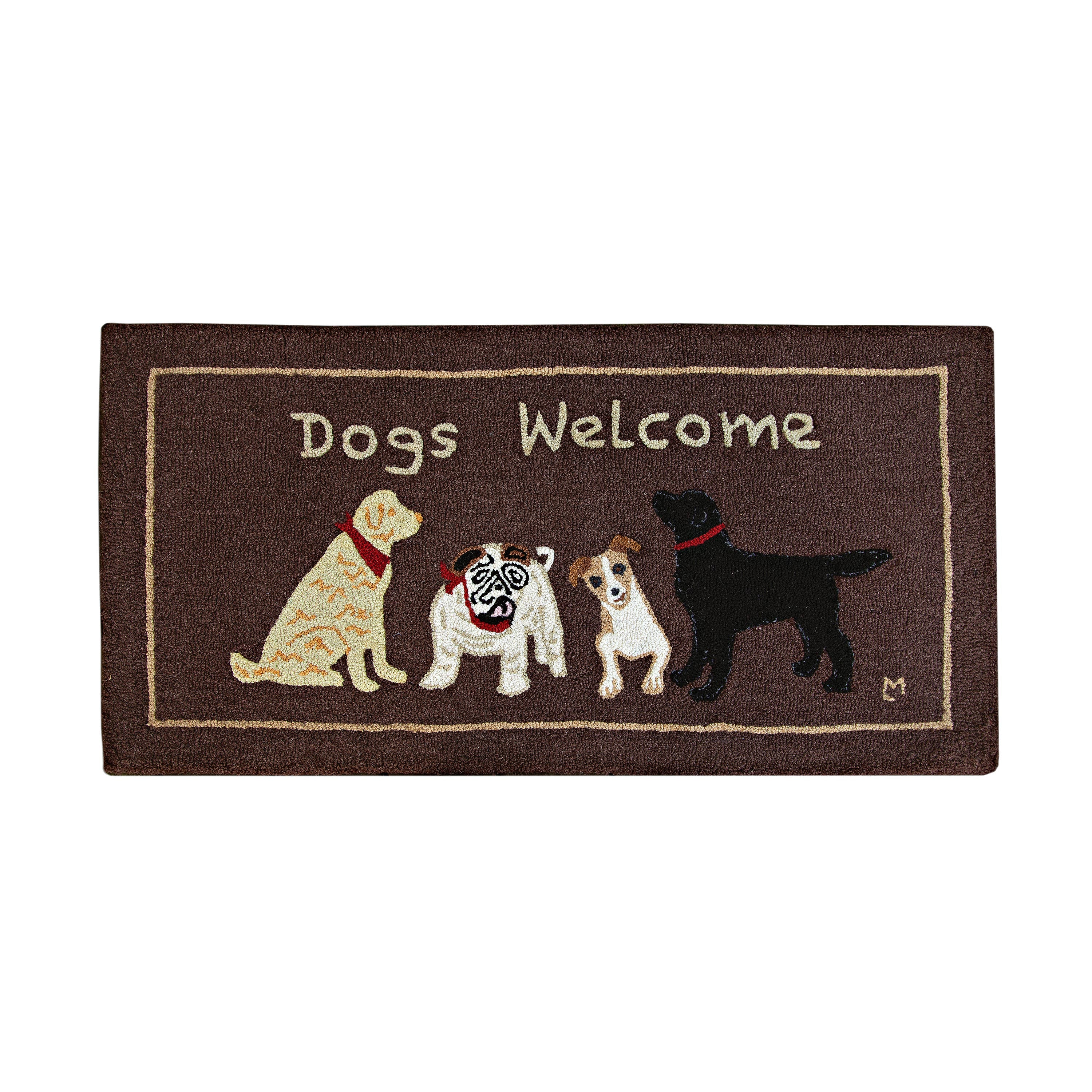 洋楽 Rup Dog Dogs Welcome Hand-Hooked Wool Accent Rug, 24