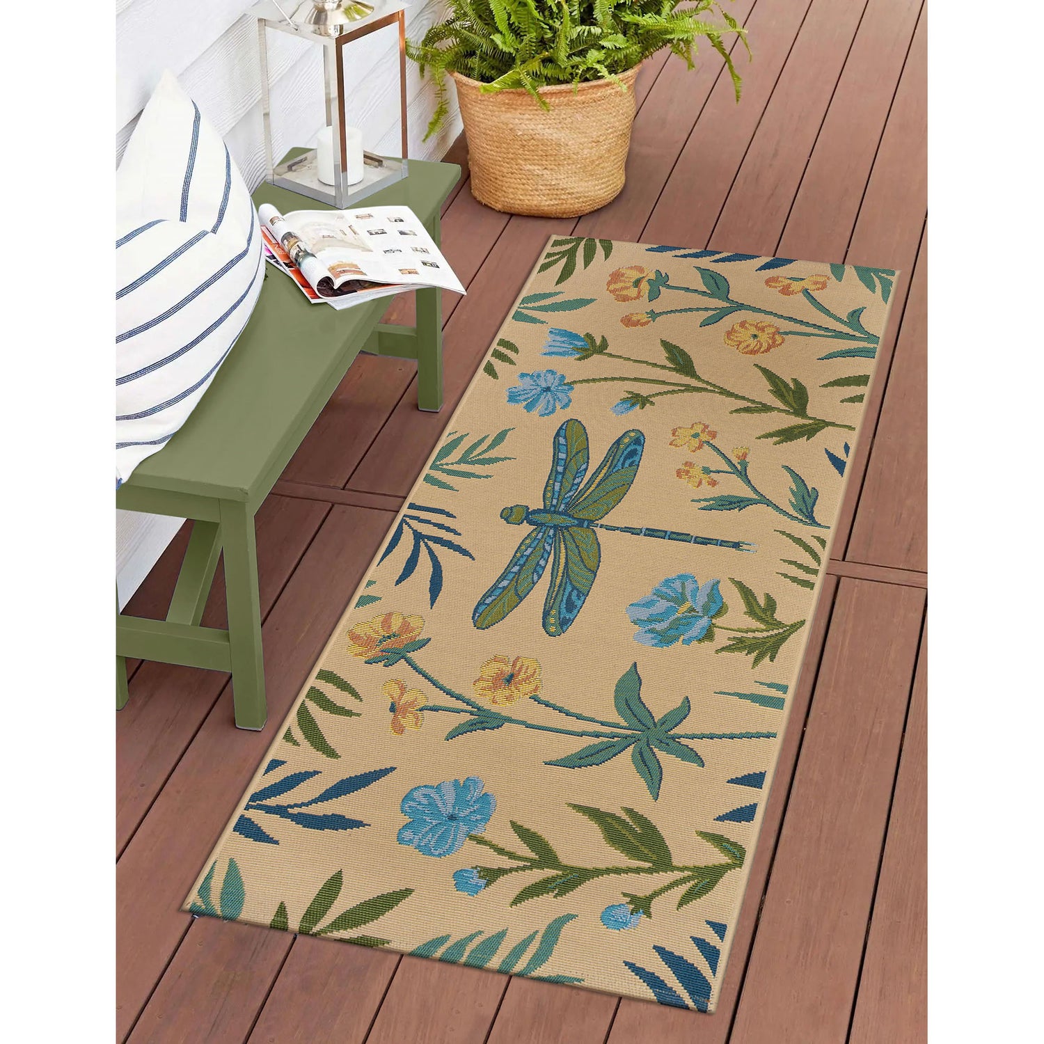 Floral Dragonfly Indoor/Outdoor Rug – Plow & Hearth