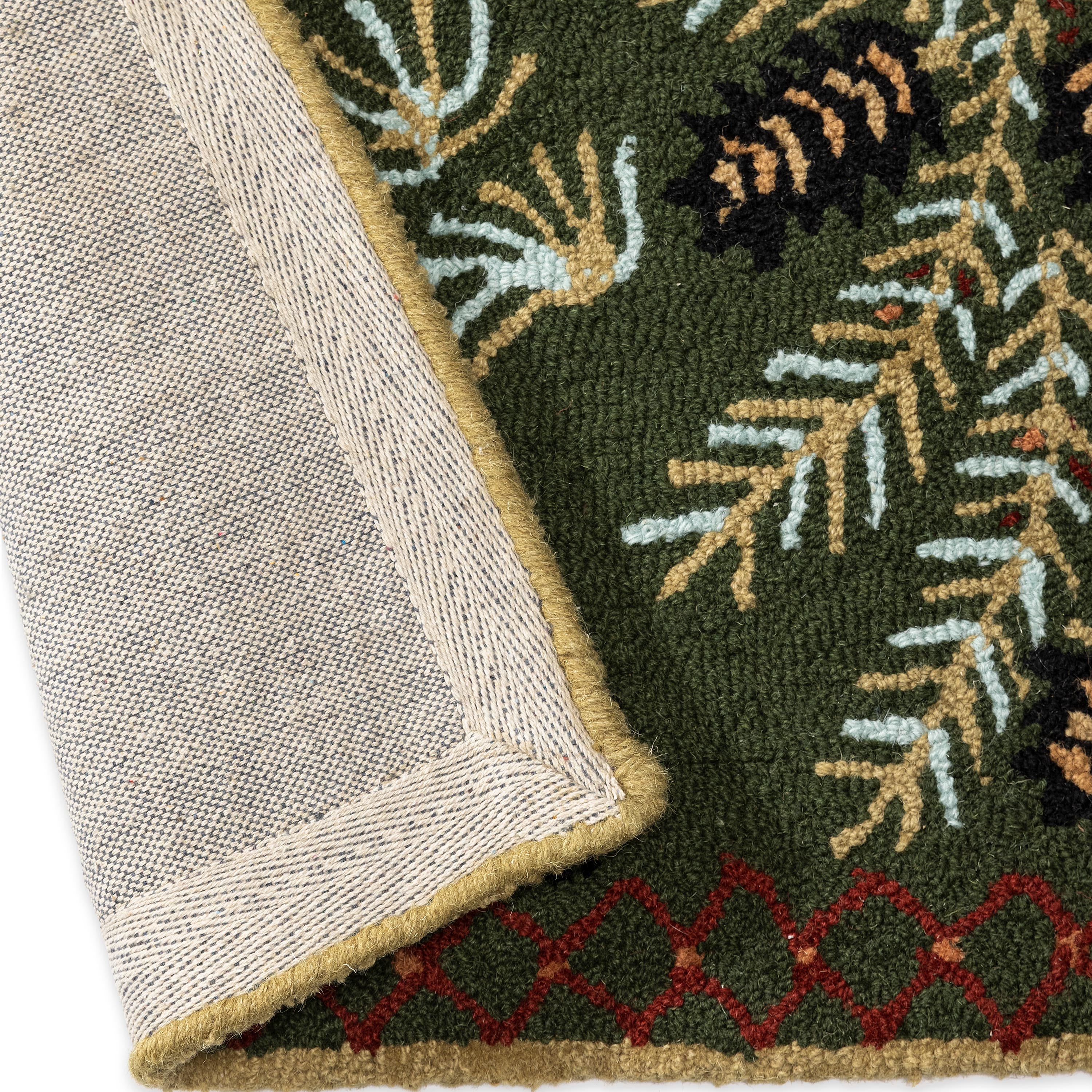 Hooked Wool Pine Cone Hearth Rug, 2' x 4' | Plow & Hearth