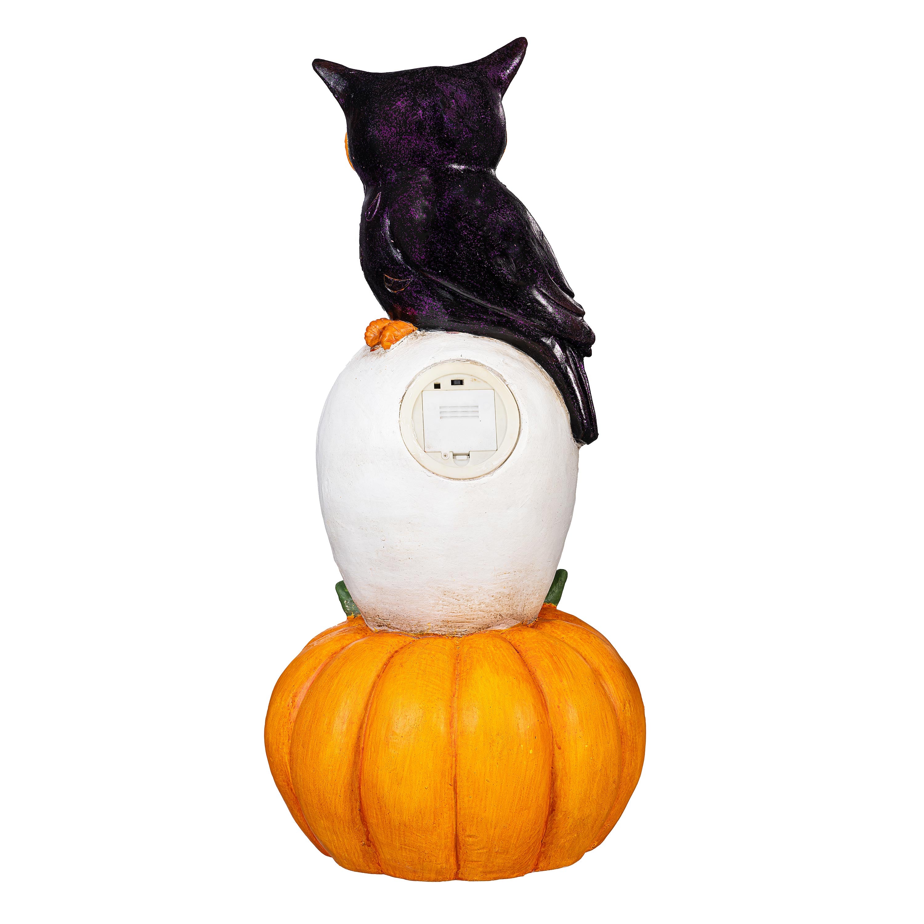 Evergreen Stacked Owl and Jack O'Lantern Pumpkin Statue - Thumbnail 3