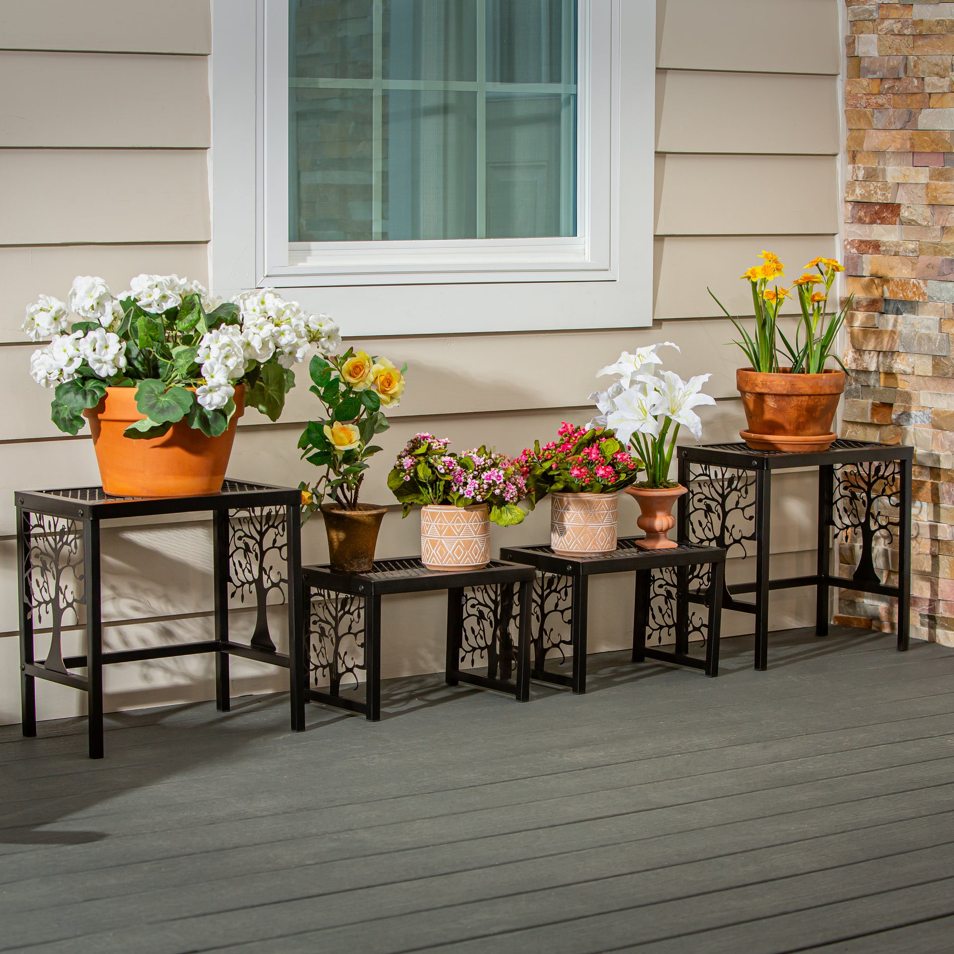 platform for potted plants Tree of Life Plant Stand Set of 4 – Plow & Hearth