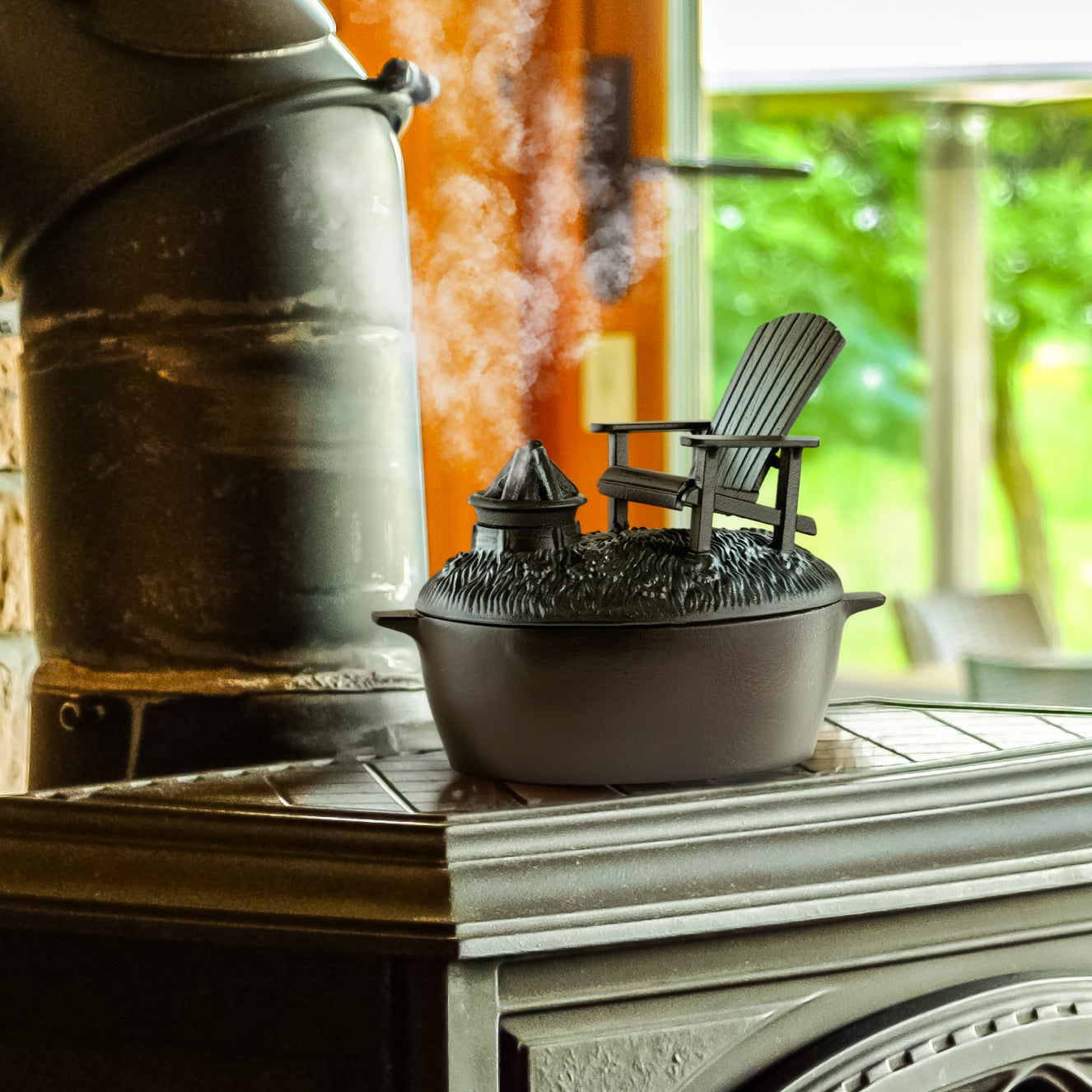 Peal co ブラインドブローグ　ブラック　US9.5D Adirondack Chair with Firepit Woodstove Steamer in Cast Iron
