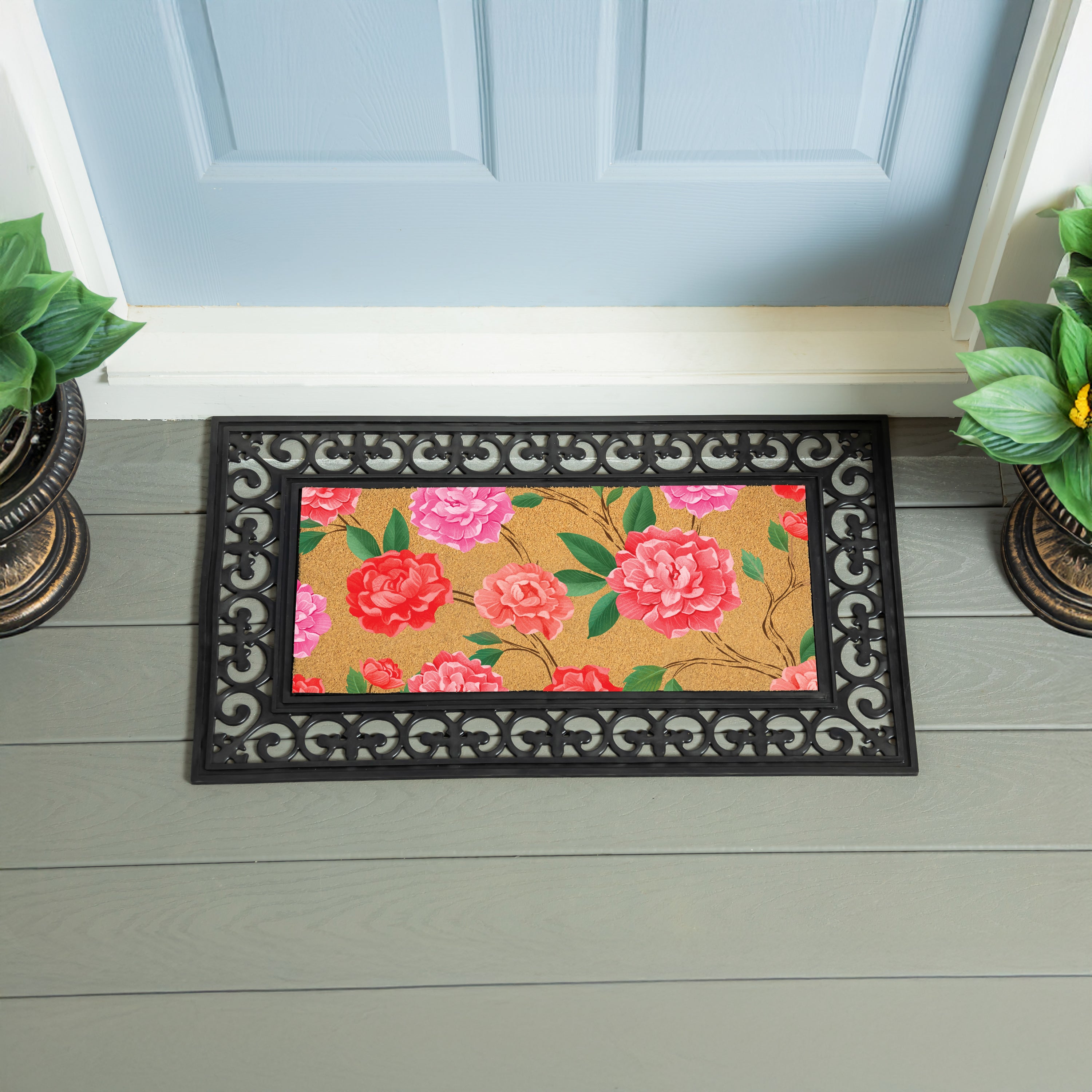 EG Studio Home Coordinates Roses Flocked Coir Sassafras Switch Mat