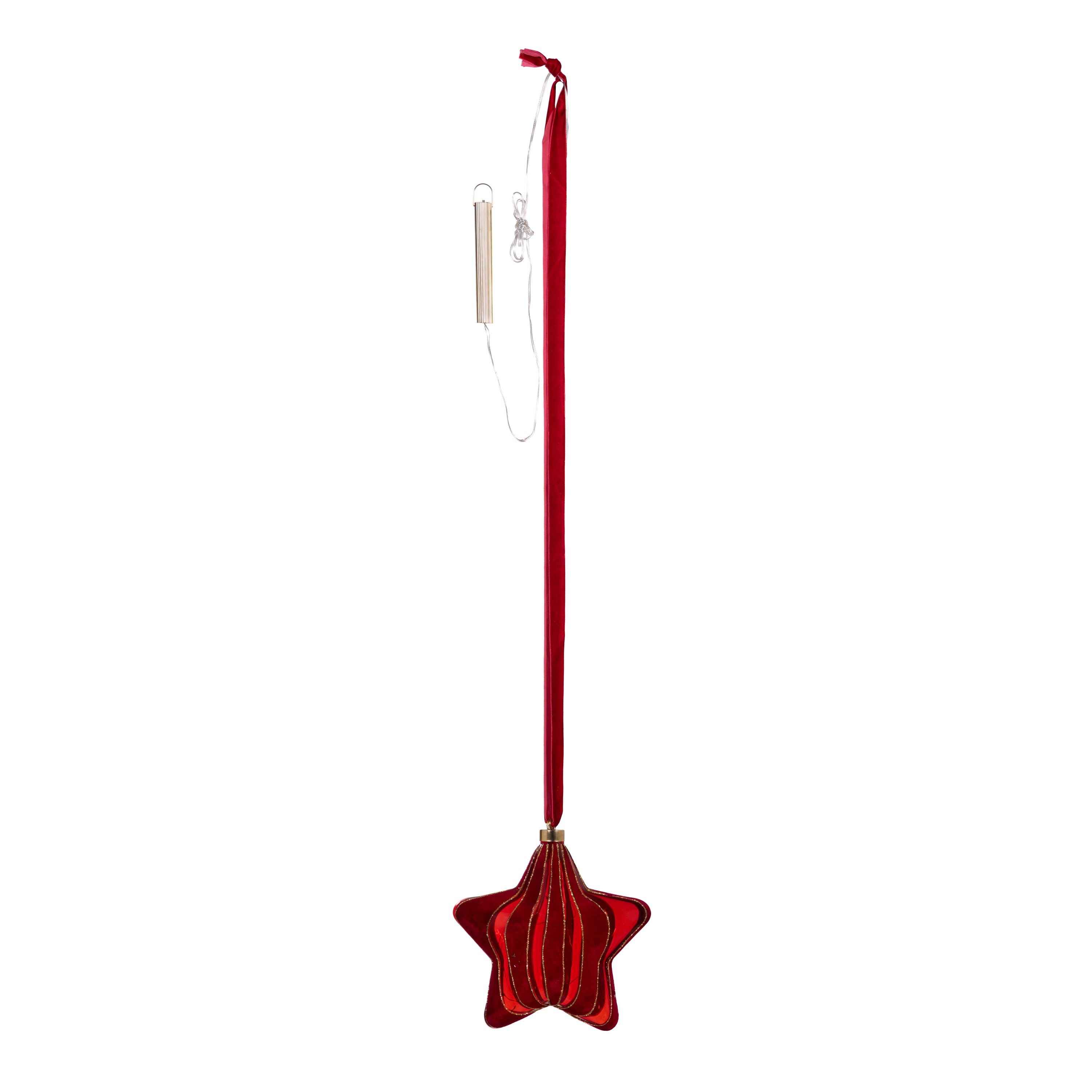 Micro LED Red Star Indoor Outdoor Decorative Hanging Light, Warm