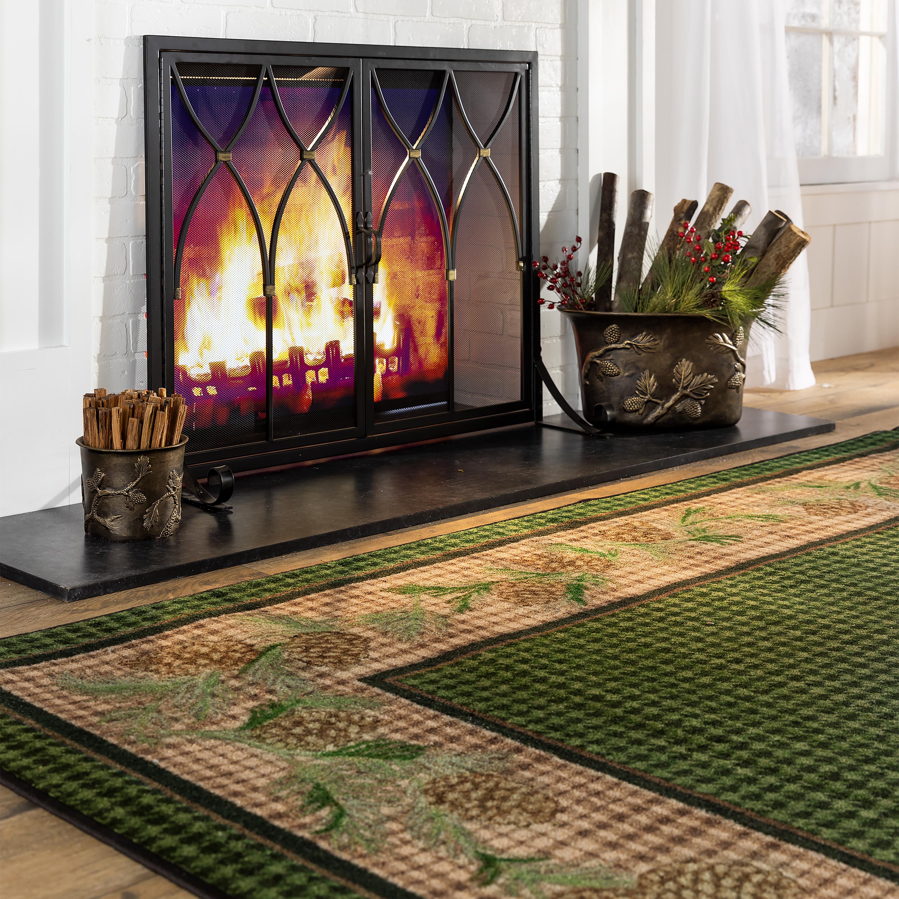 Plow & Hearth - Large Crest sale Fireplace Fire Screen with Doors, 44