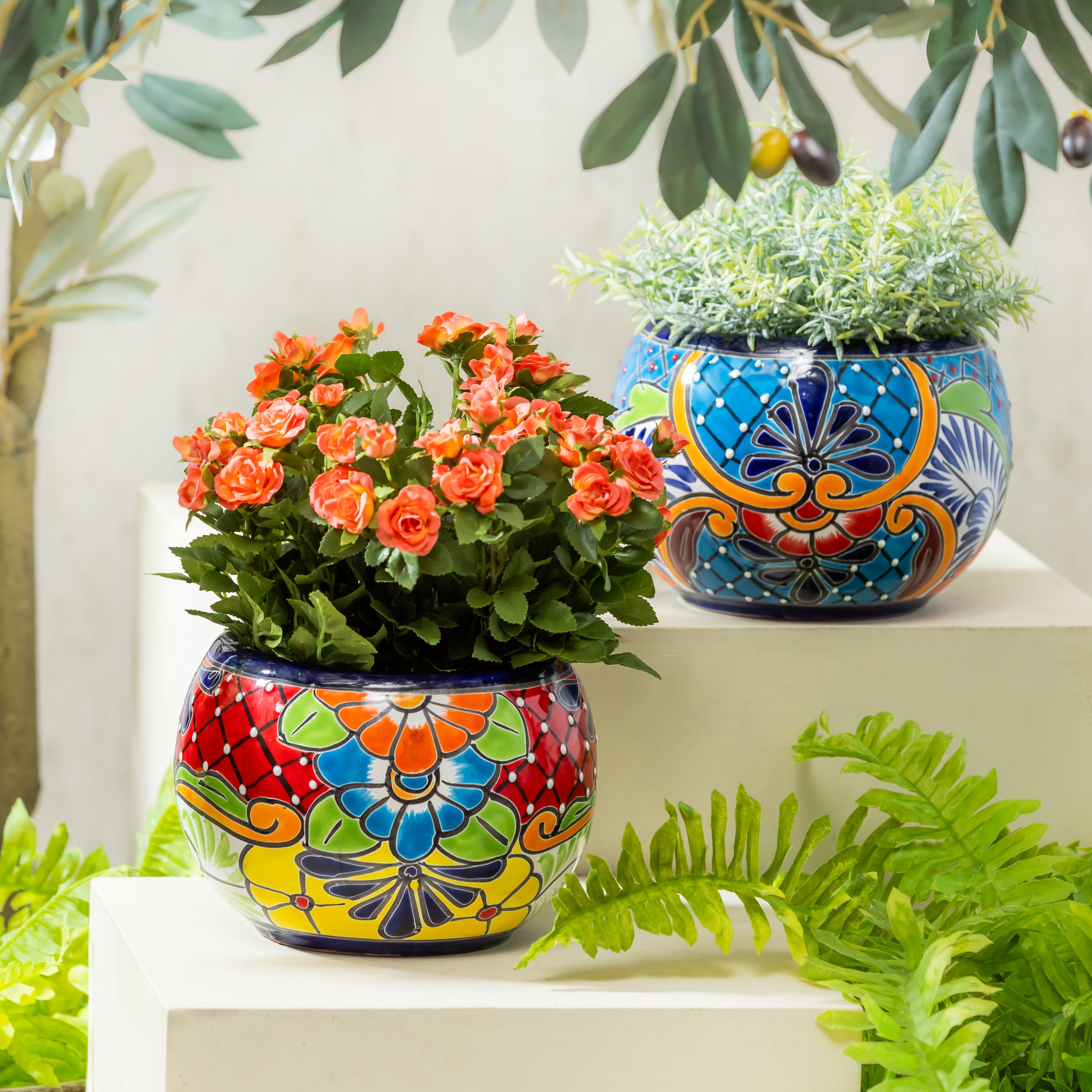 Set of 2 Mexican Talavera Baul Planters – Plow & Hearth
