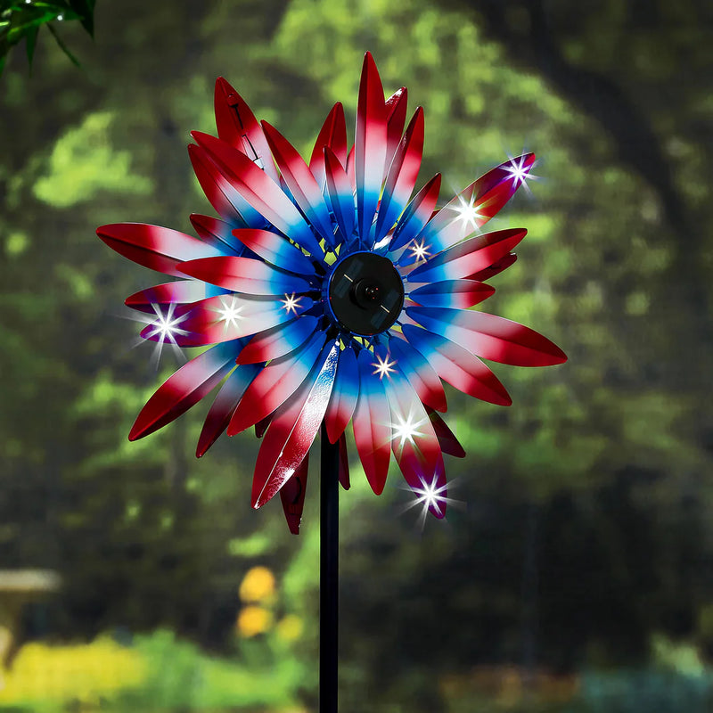 Patriotic Solar Lighted Wind Spinner