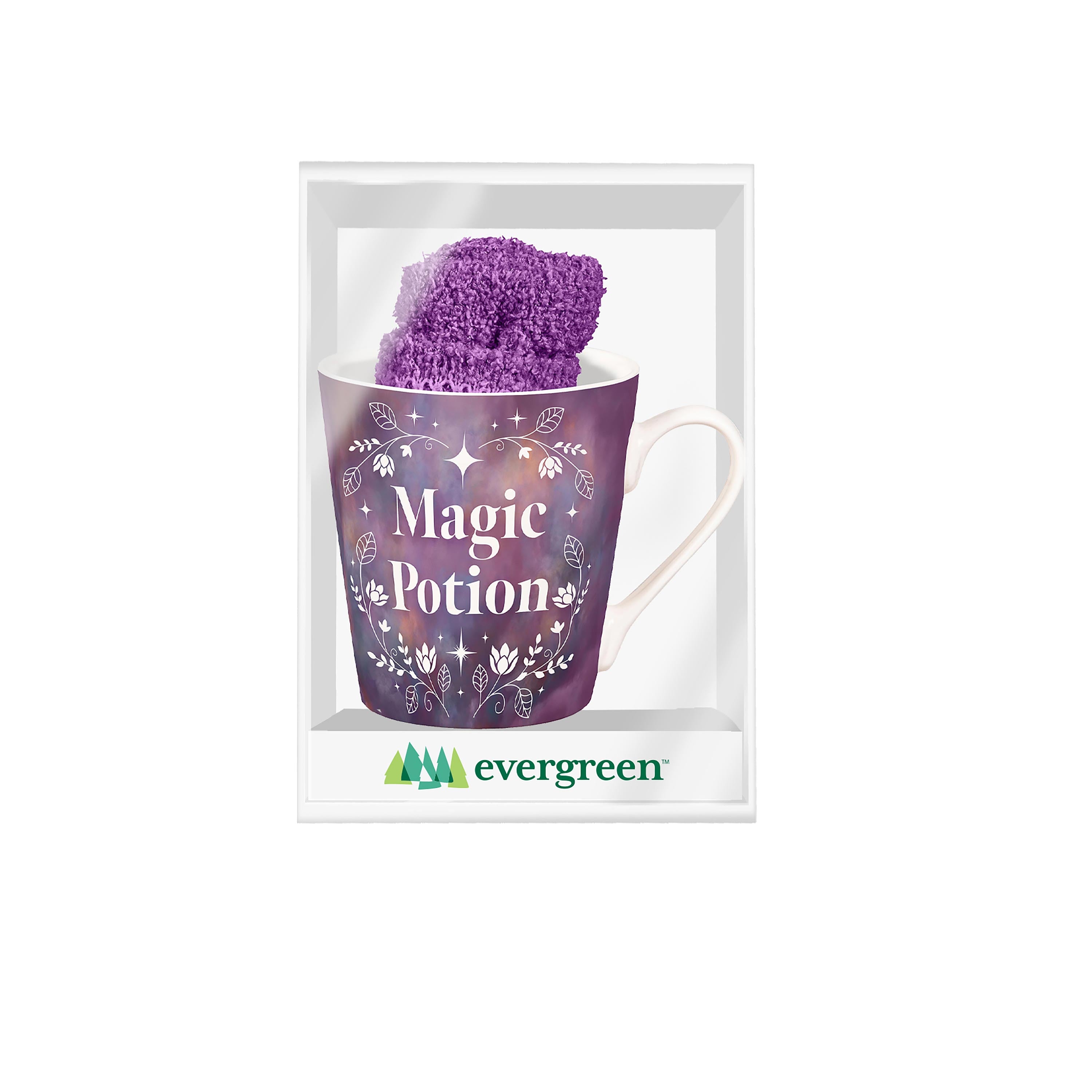 Magic Potion Ceramic Cup Flare Cup and Purple Socks Gift Set, 12oz
