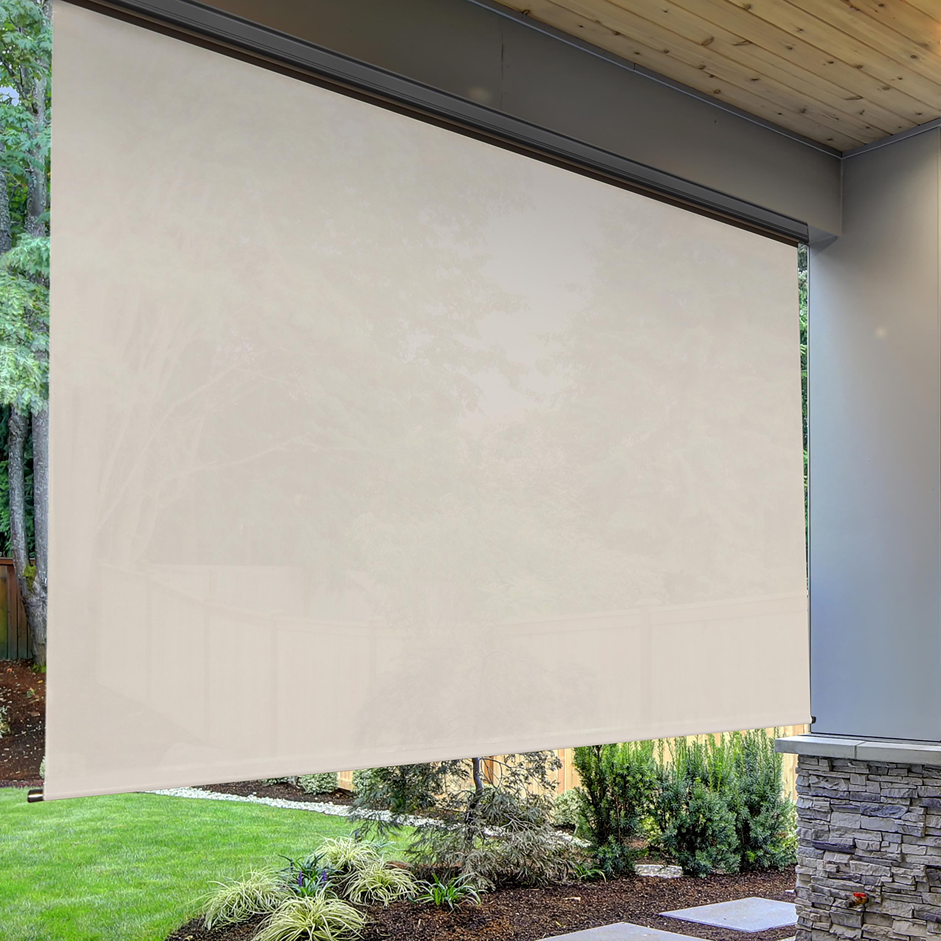Deluxe Roll-Up Outdoor Solar Shade with Cordless Crank, 4'W x 8'L