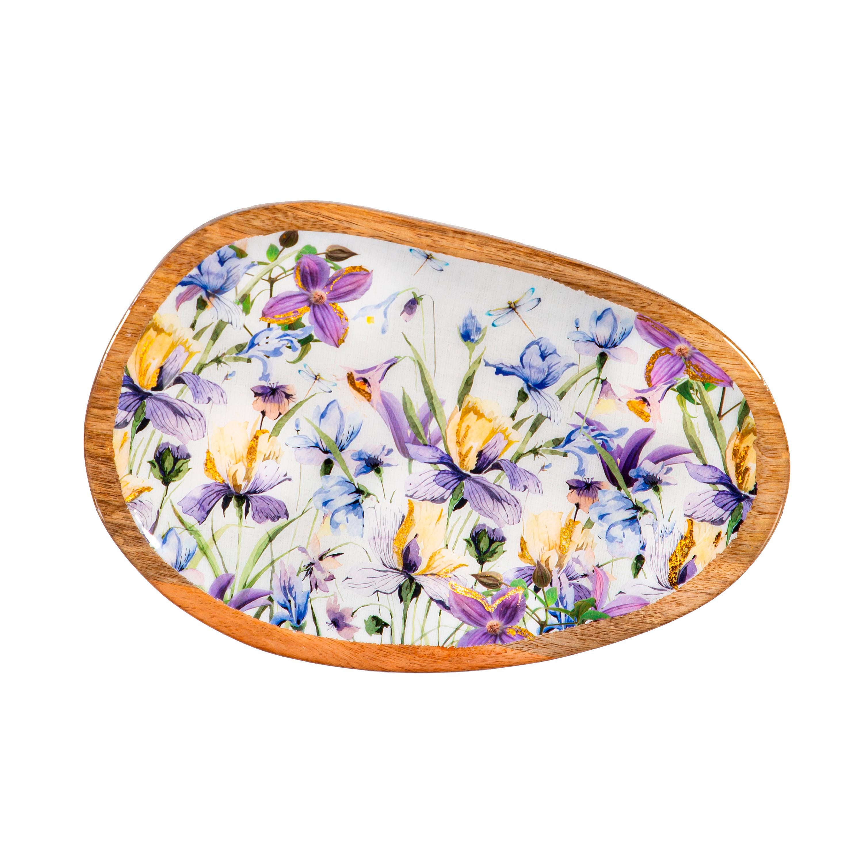 Golden Lilac Irregular Shaped Wood Serving Tray, 12