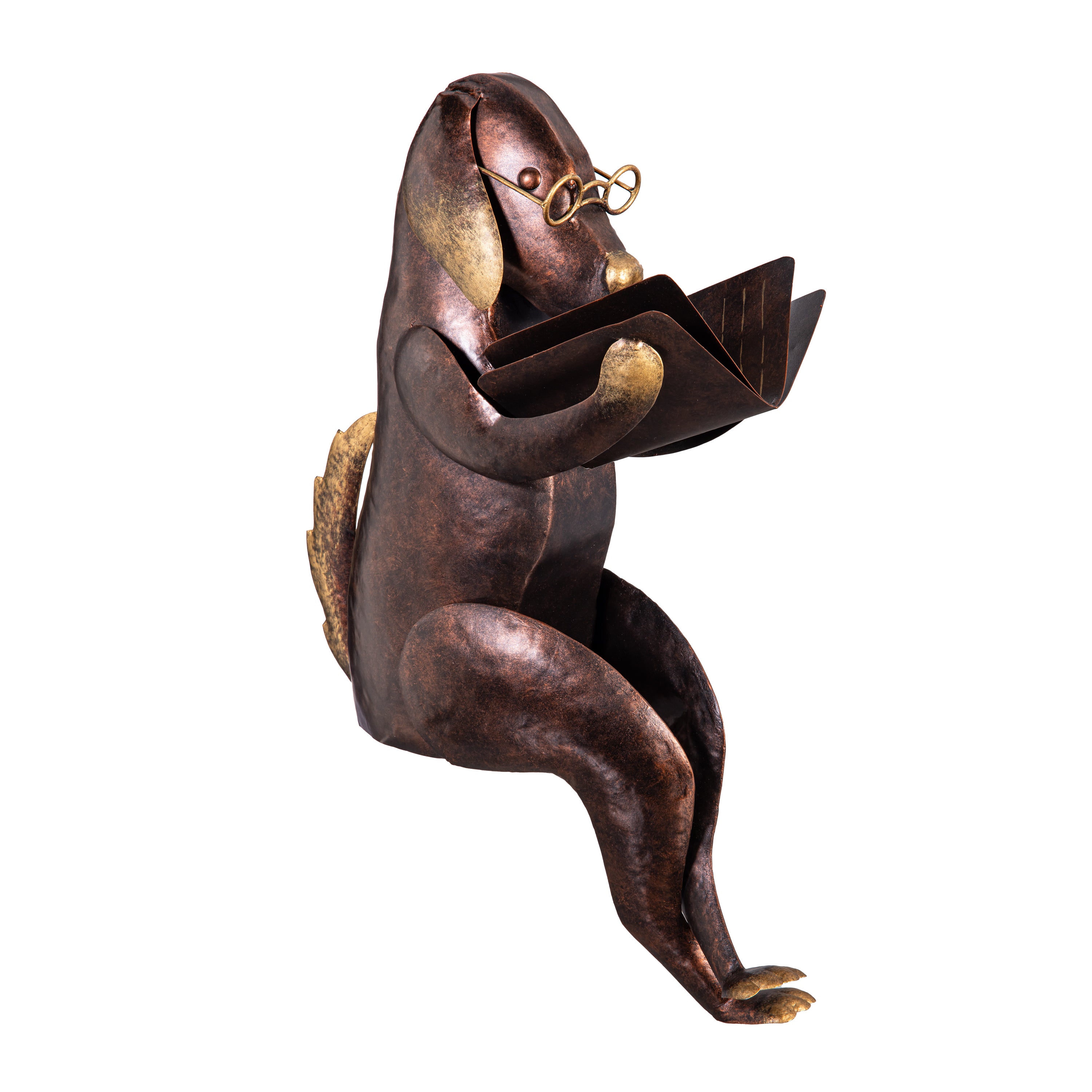 洋書 SCULPTURE Dog Reading a Book Metal Garden Statue – Plow & Hearth