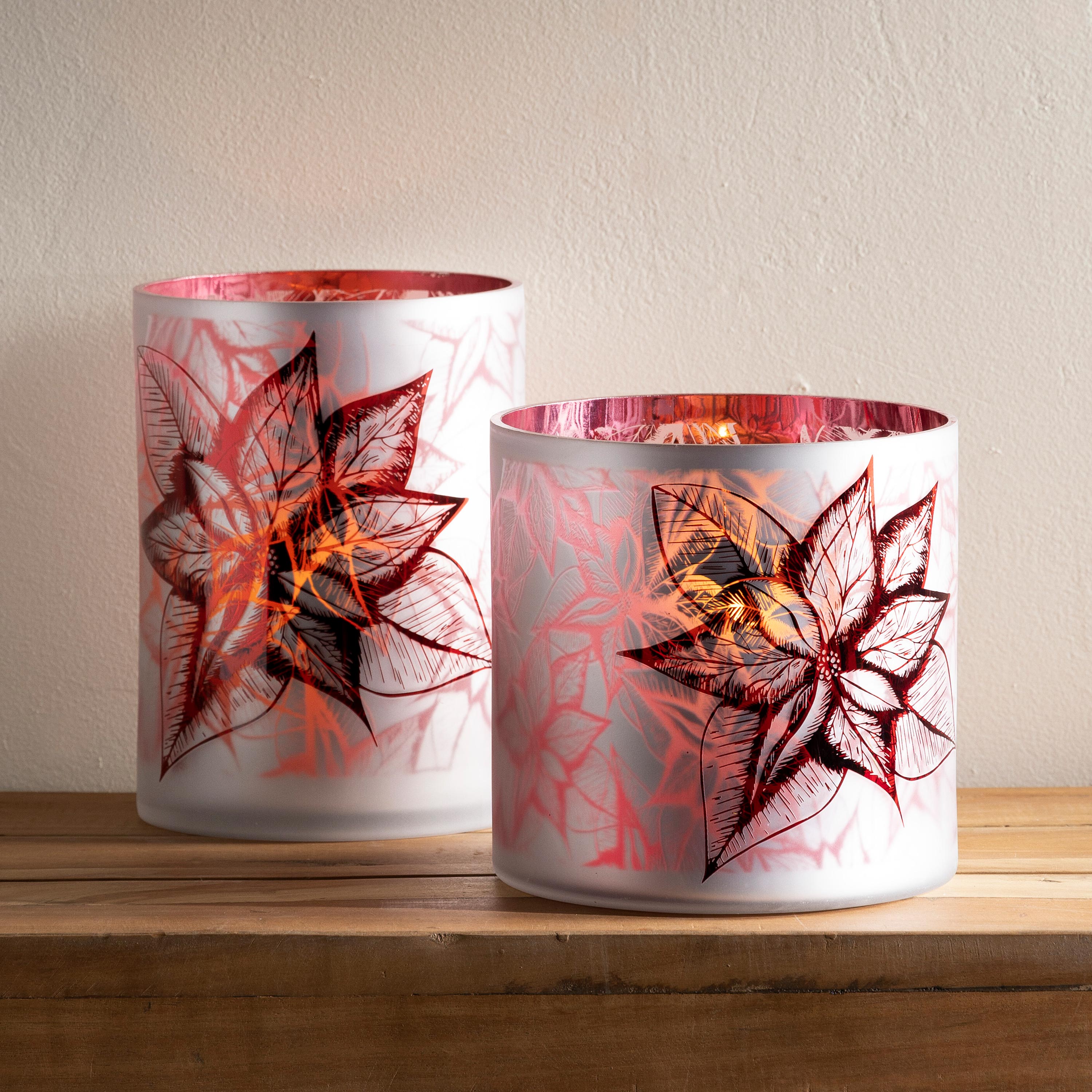 Plow & Hearth Poinsettia Hurricane Candle Holder