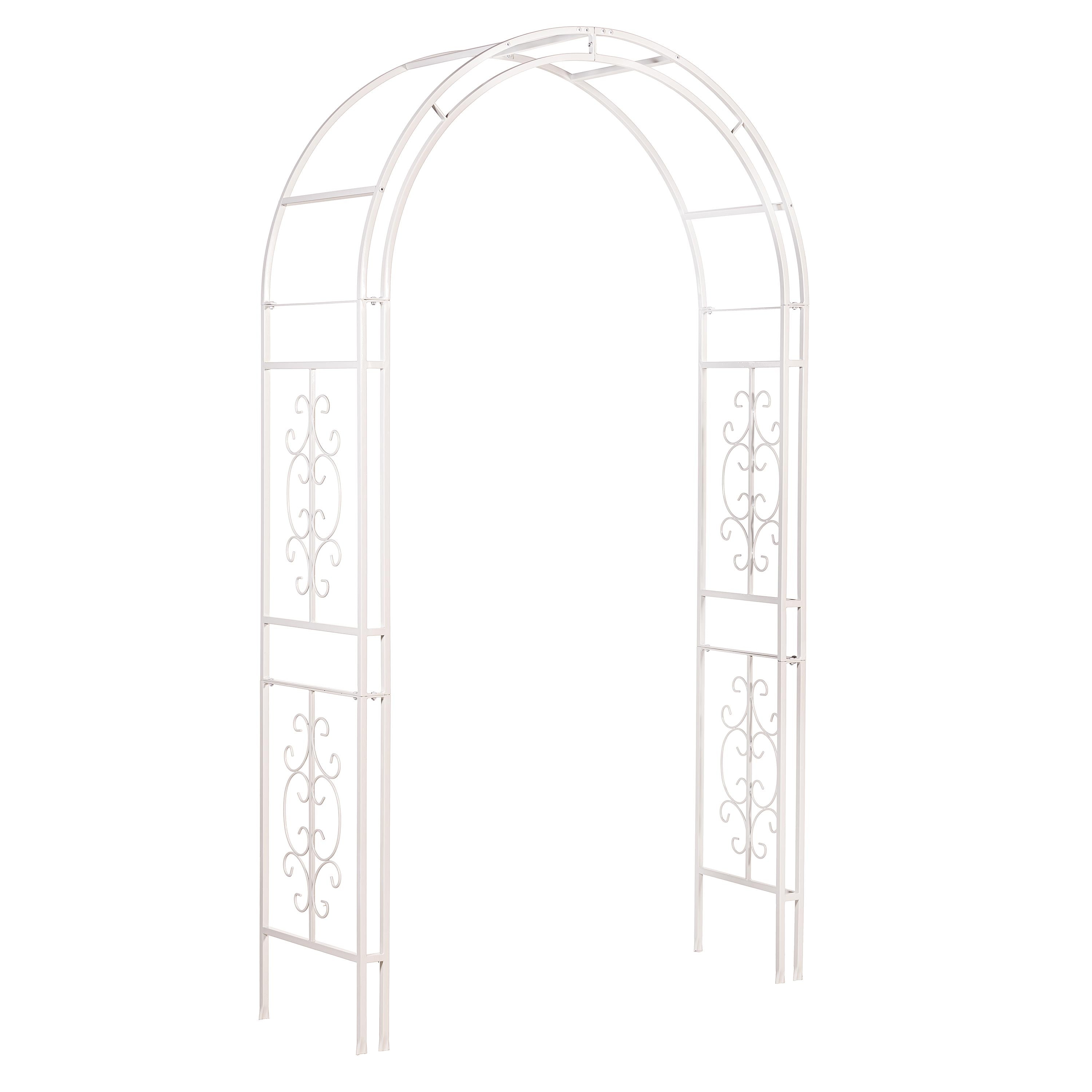 White Montebello Slimline Garden Arbor – Plow & Hearth