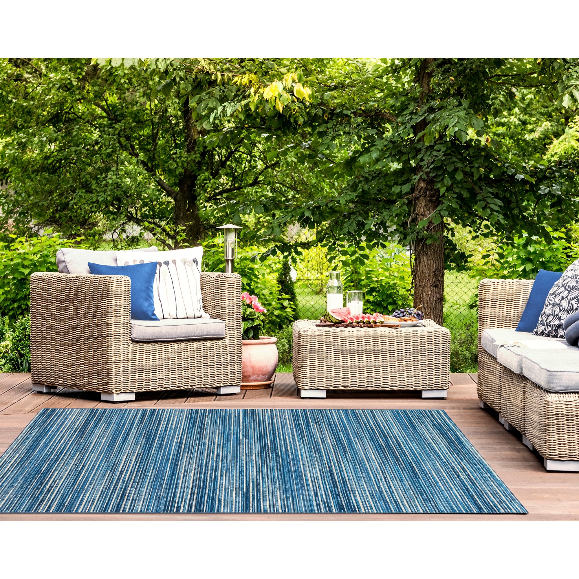 Liora Manne Marina Stripes Indoor/Outdoor Area Rug China Blue
