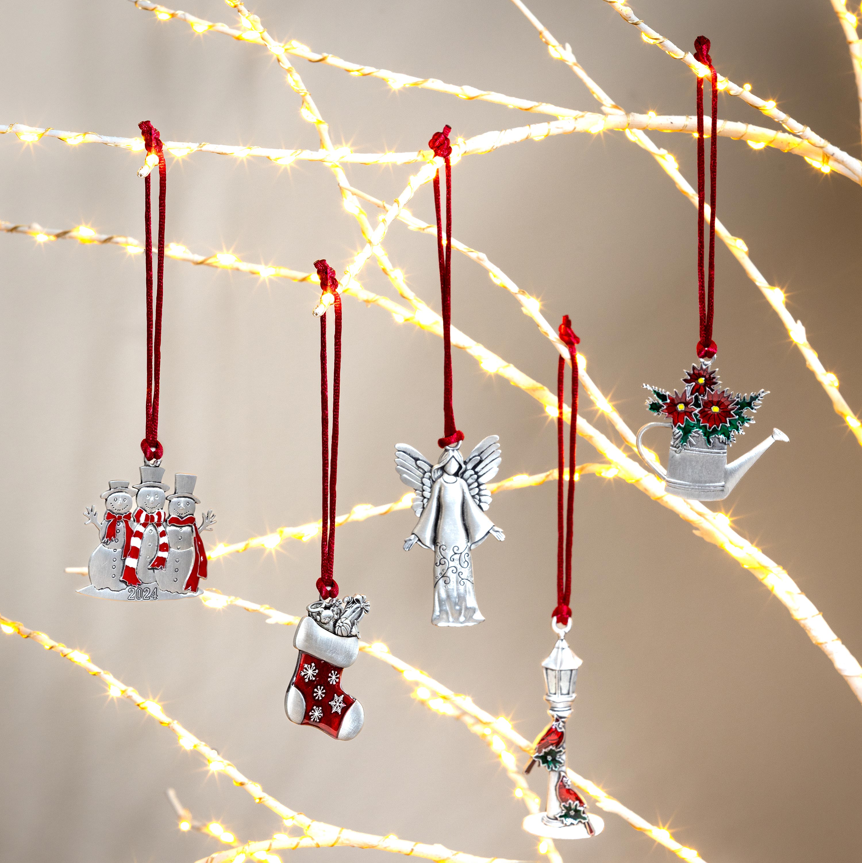 Joyful Traditions Ornament Solid Pewter Lamp Post with Cardinals