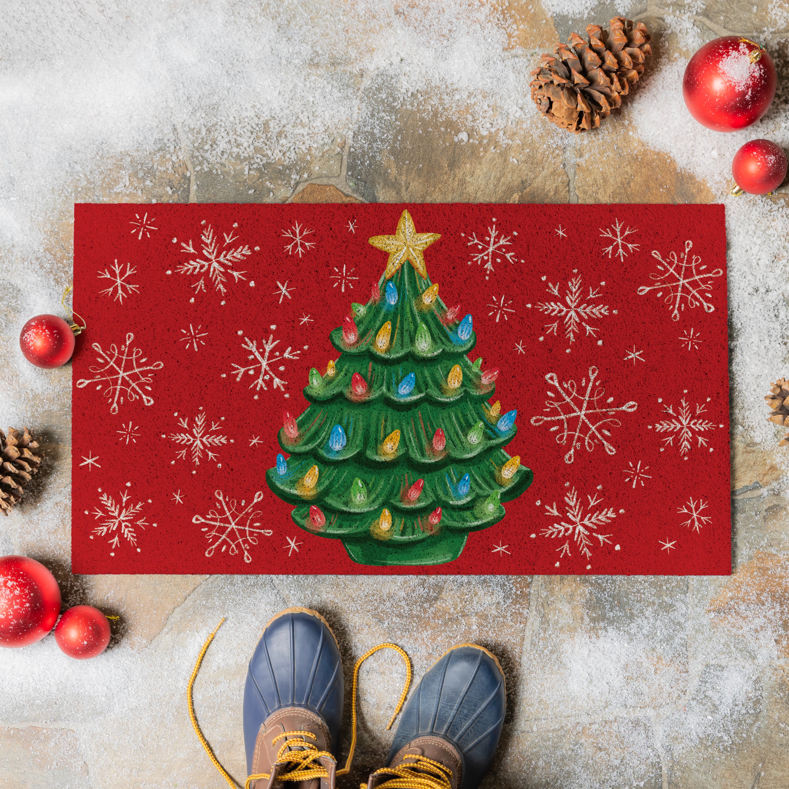 out        Natural  Xmas✩⡱ほっこりクリスマスボード✩⡱ Christmas tree PVC Trapper Mat, 28