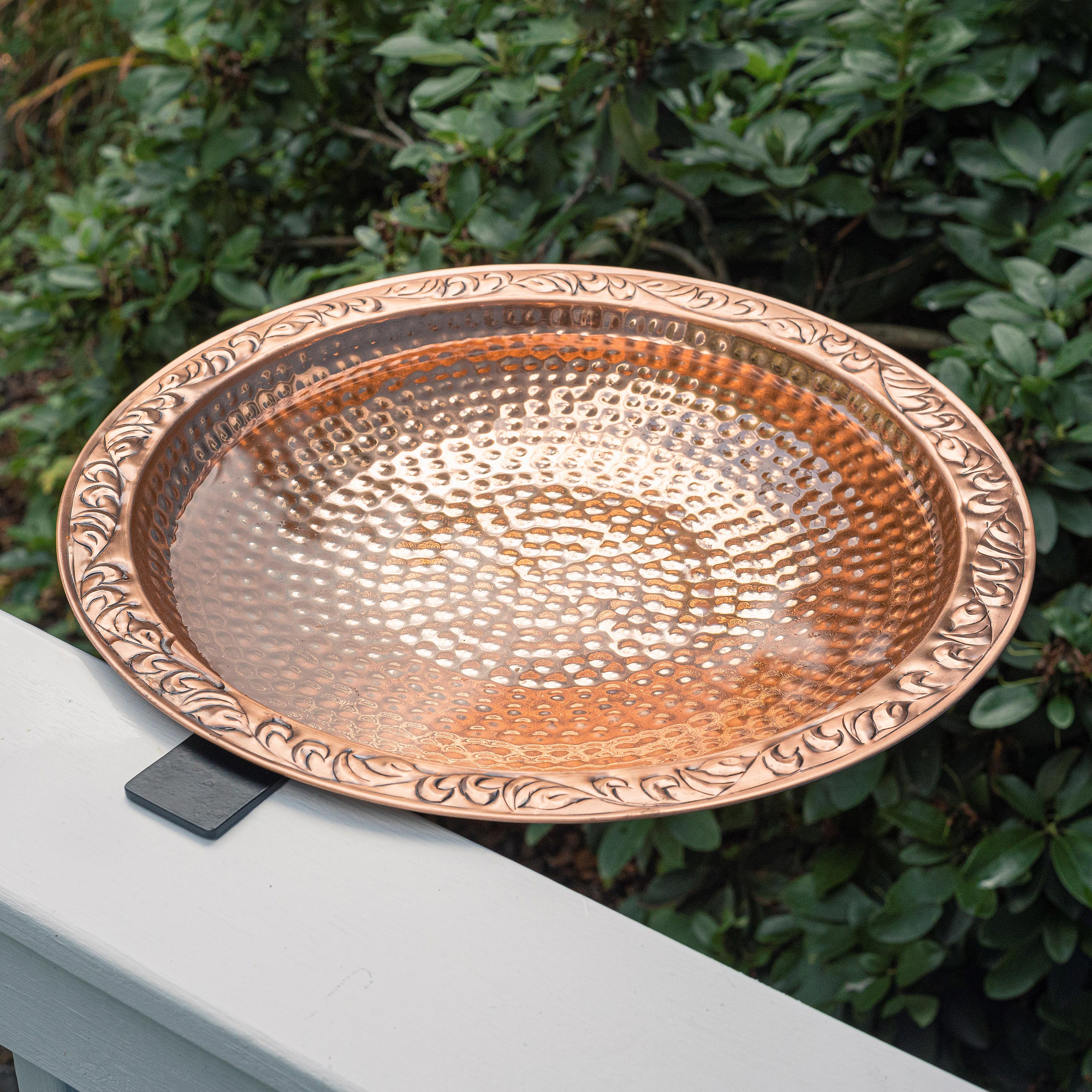 Solid copper deck mounted bird bath | Metal balcony good birdbath with mount