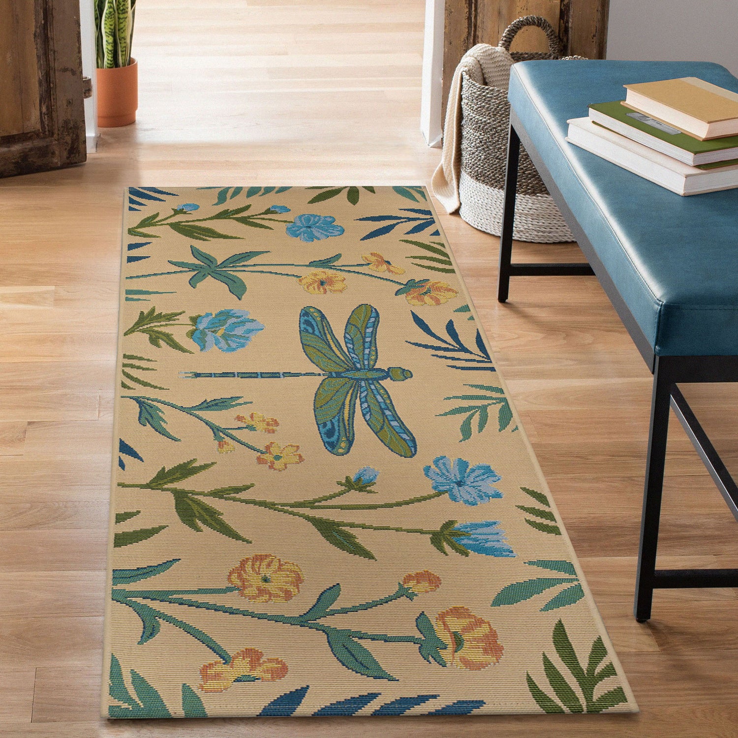 Floral Dragonfly Indoor/Outdoor Rug – Plow & Hearth