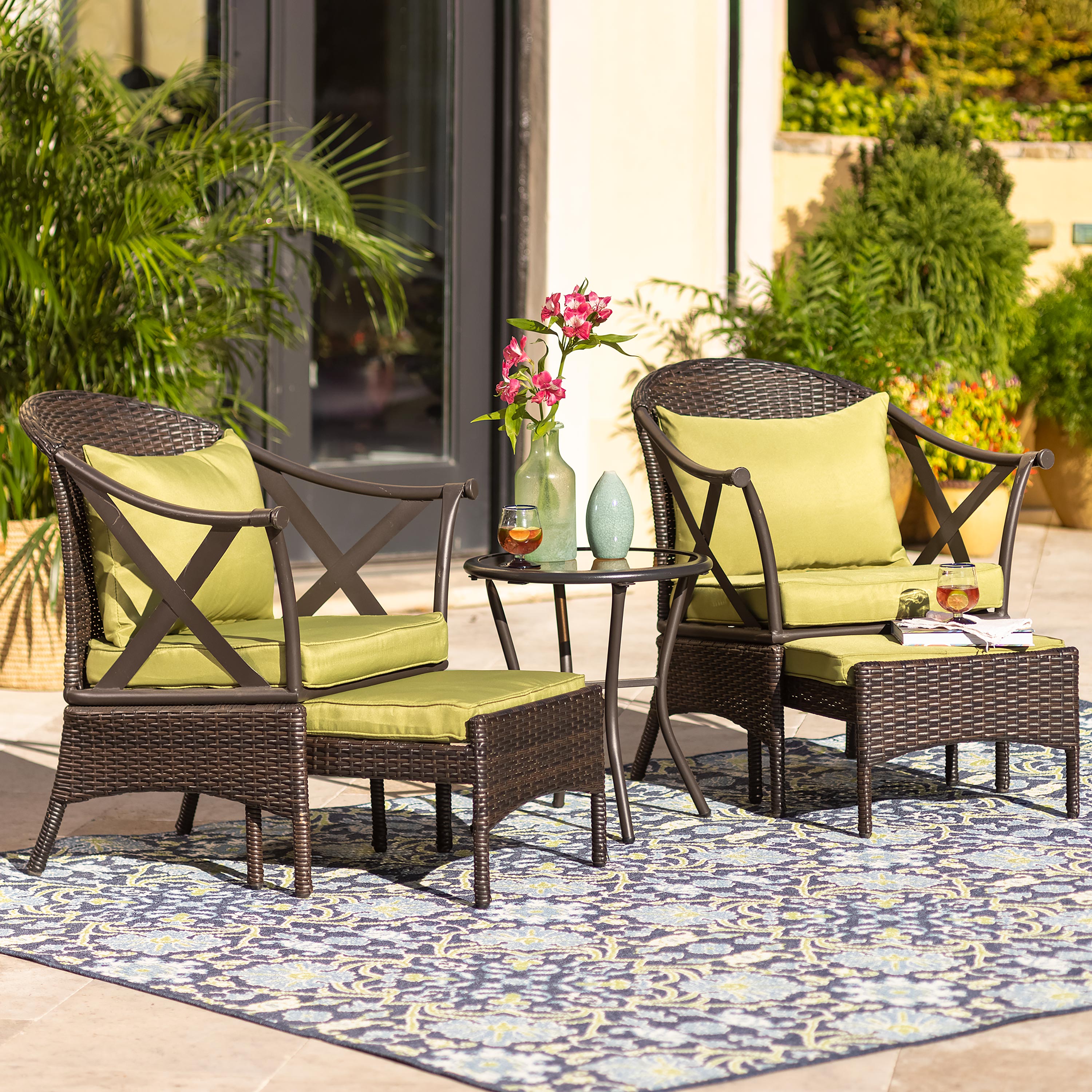 Wicker Patio Furniture Set with Cushions Plow Hearth